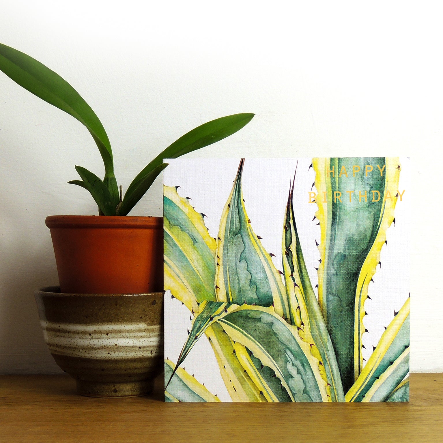 GBT04 gold foiled agave birthday card