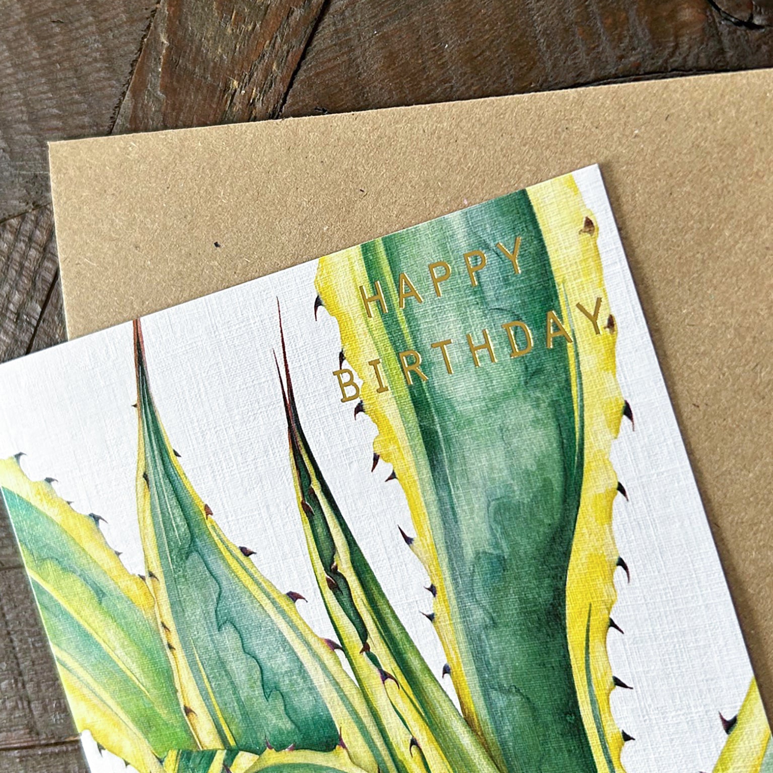 GBT04 gold foiled agave birthday card