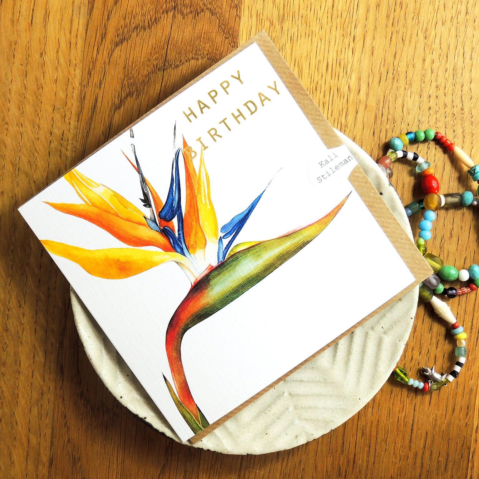 GBT09 gold foiled bird of paradise birthday card