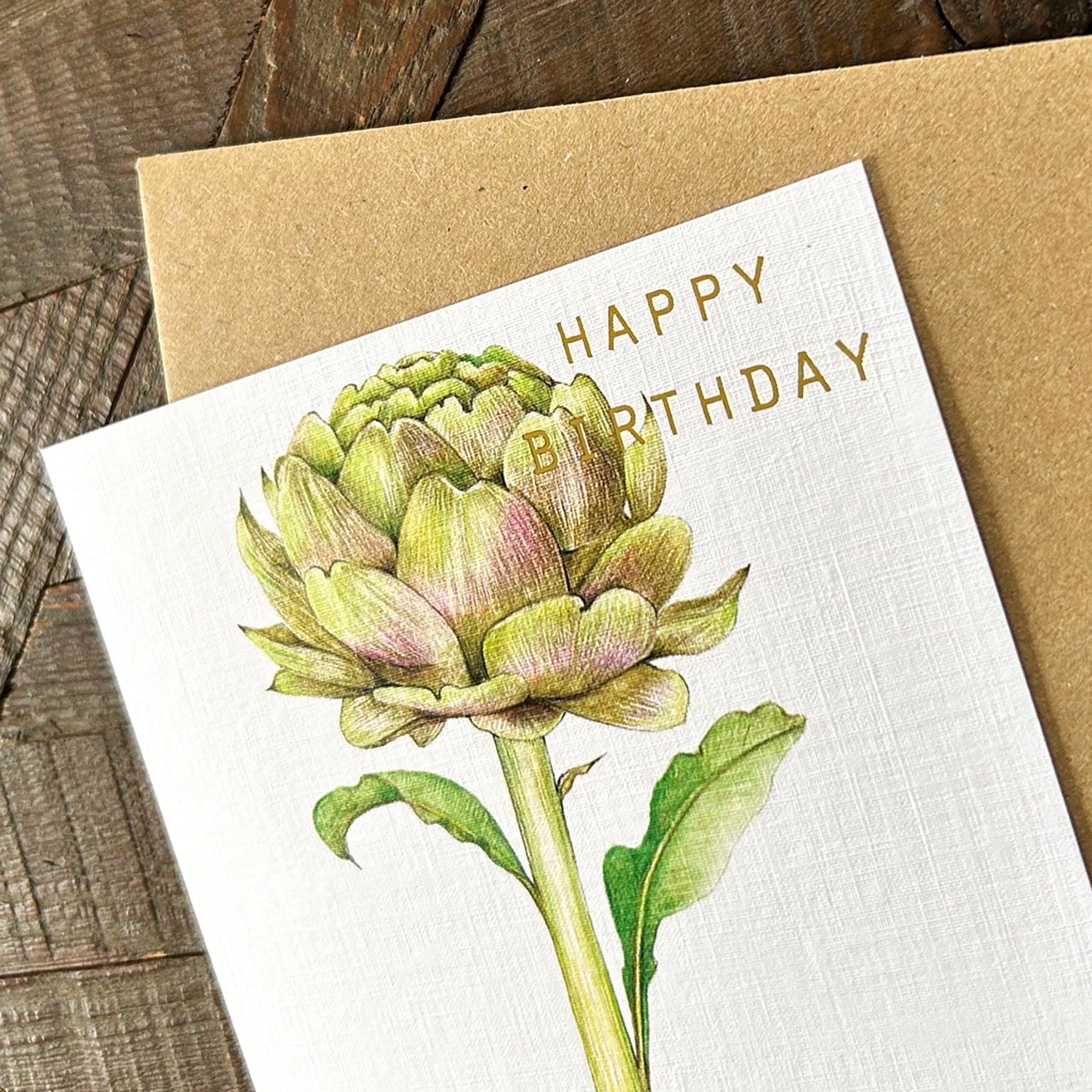 GBT12 gold foiled artichoke birthday card