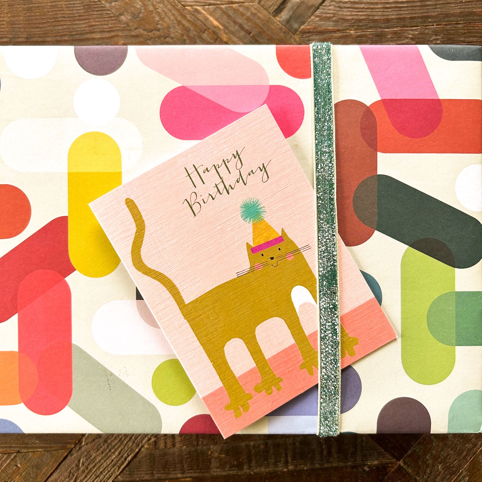 CA01 mini pink cat birthday card