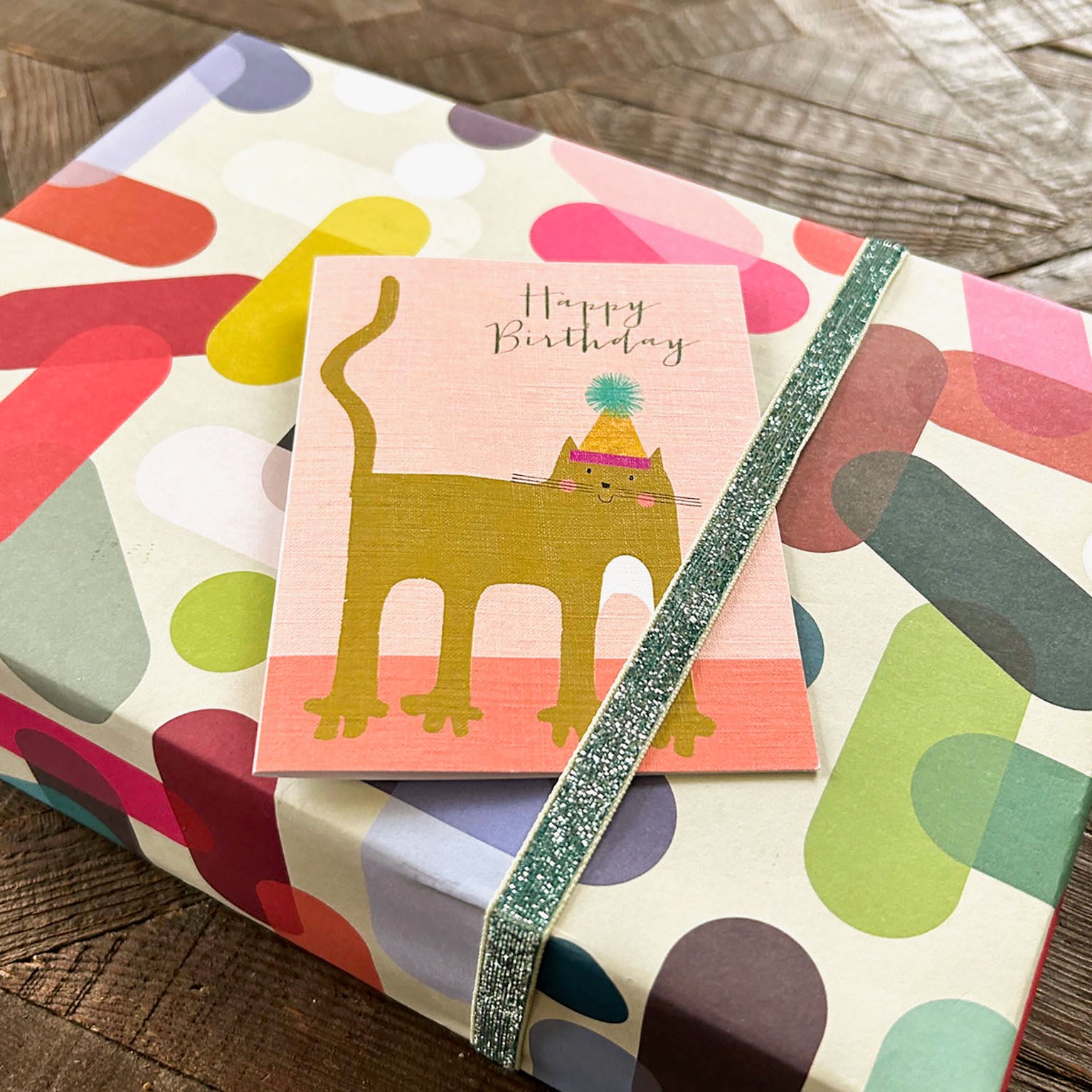 CA01 mini pink cat birthday card