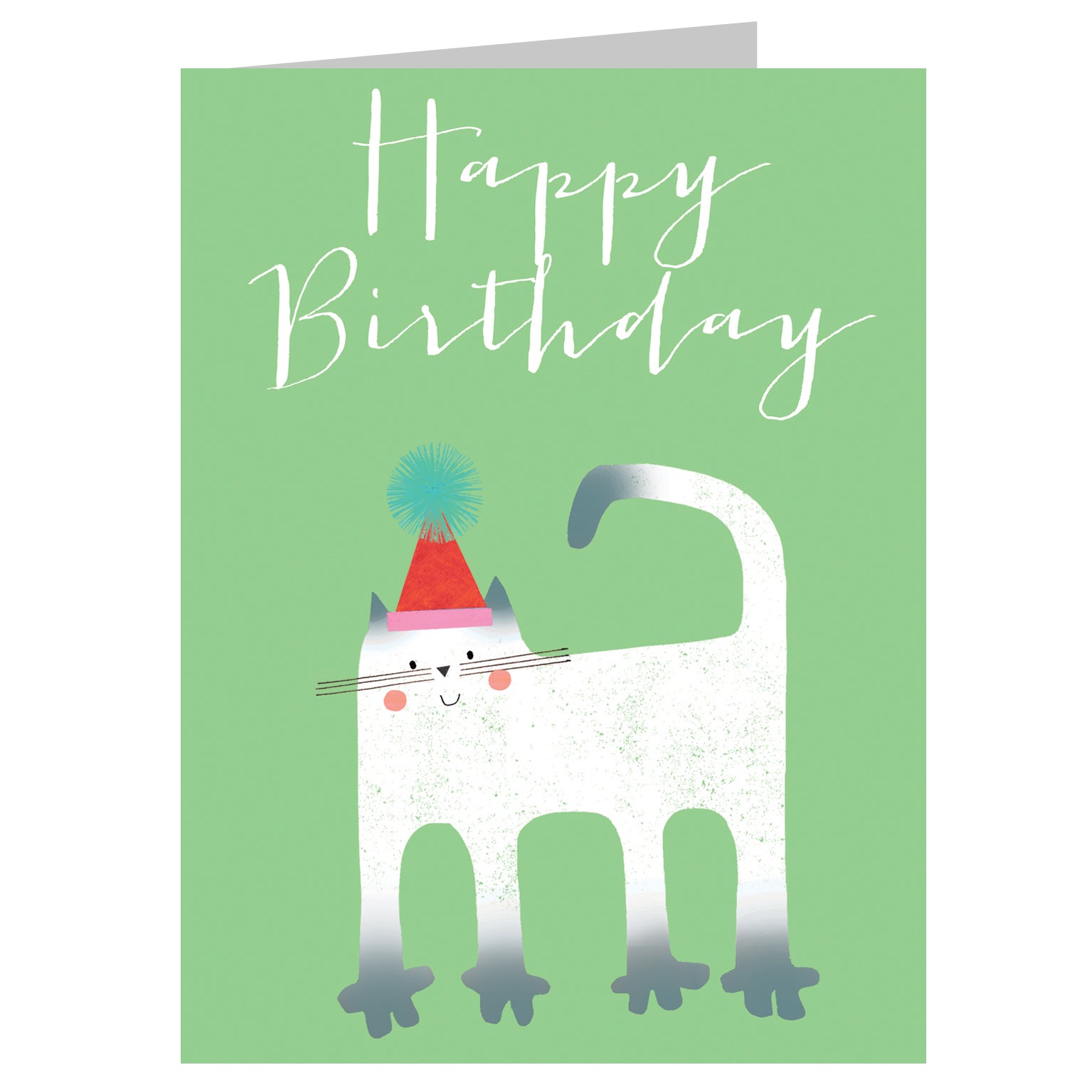 CA04 mini green cat birthday card
