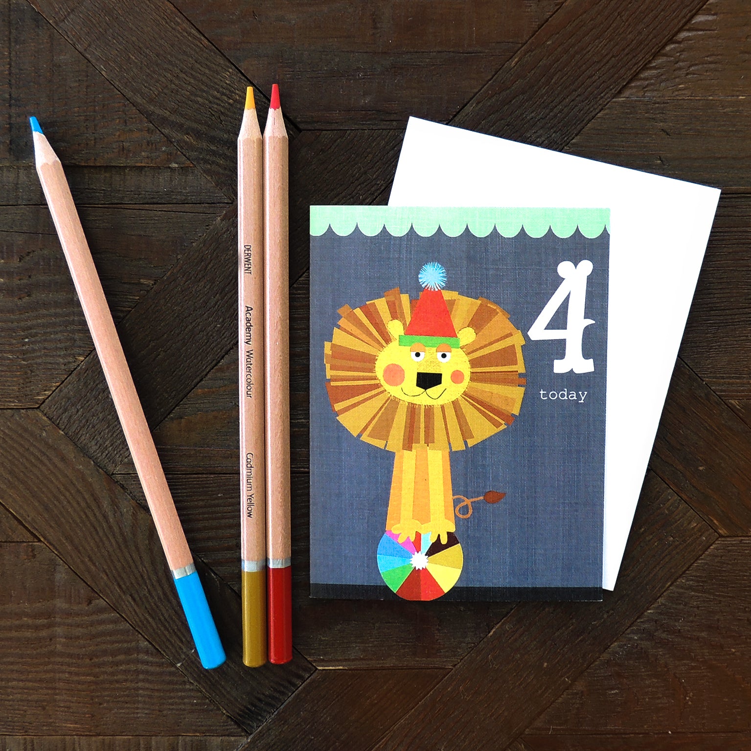 CTW04 mini lion 4th birthday card