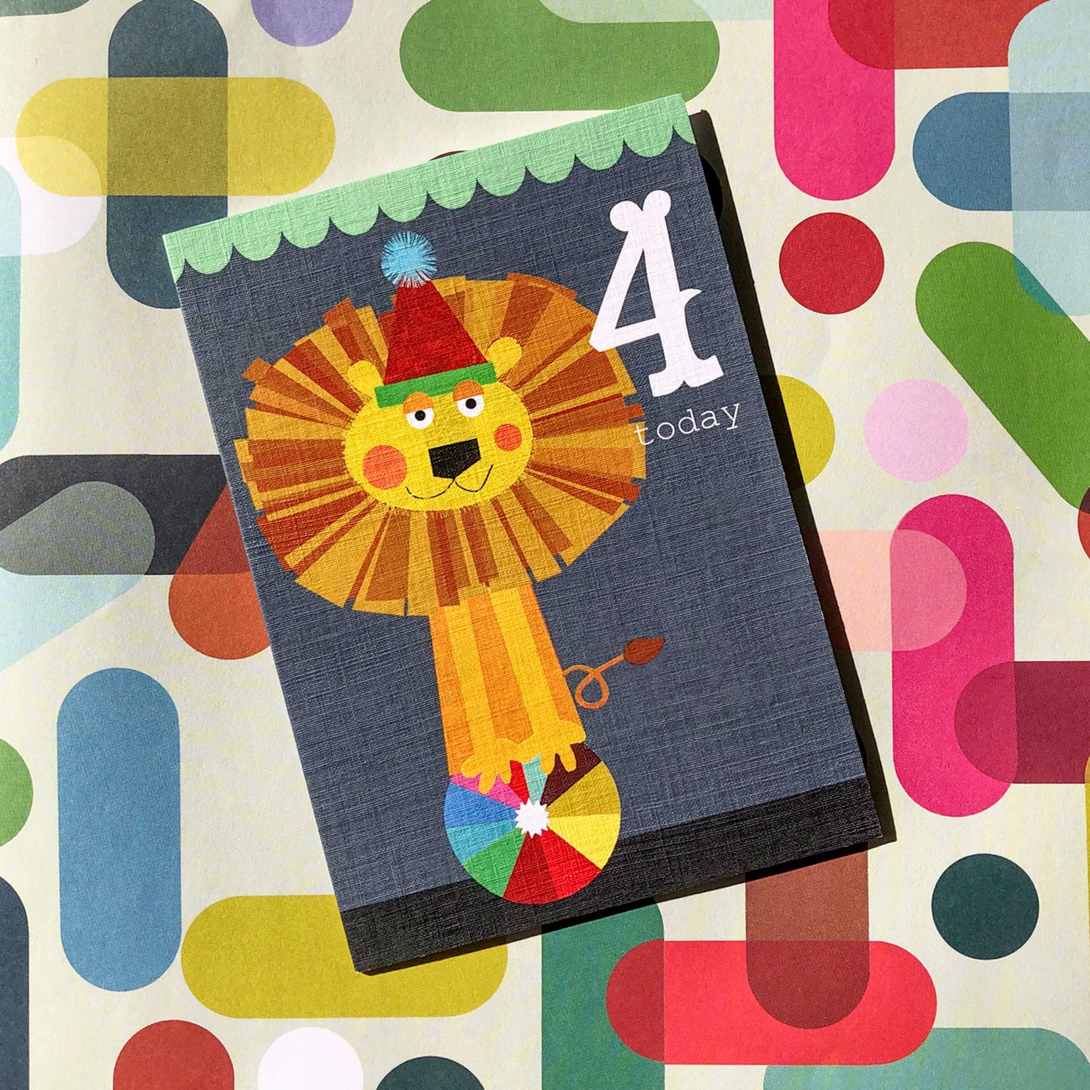 CTW04 mini lion 4th birthday card