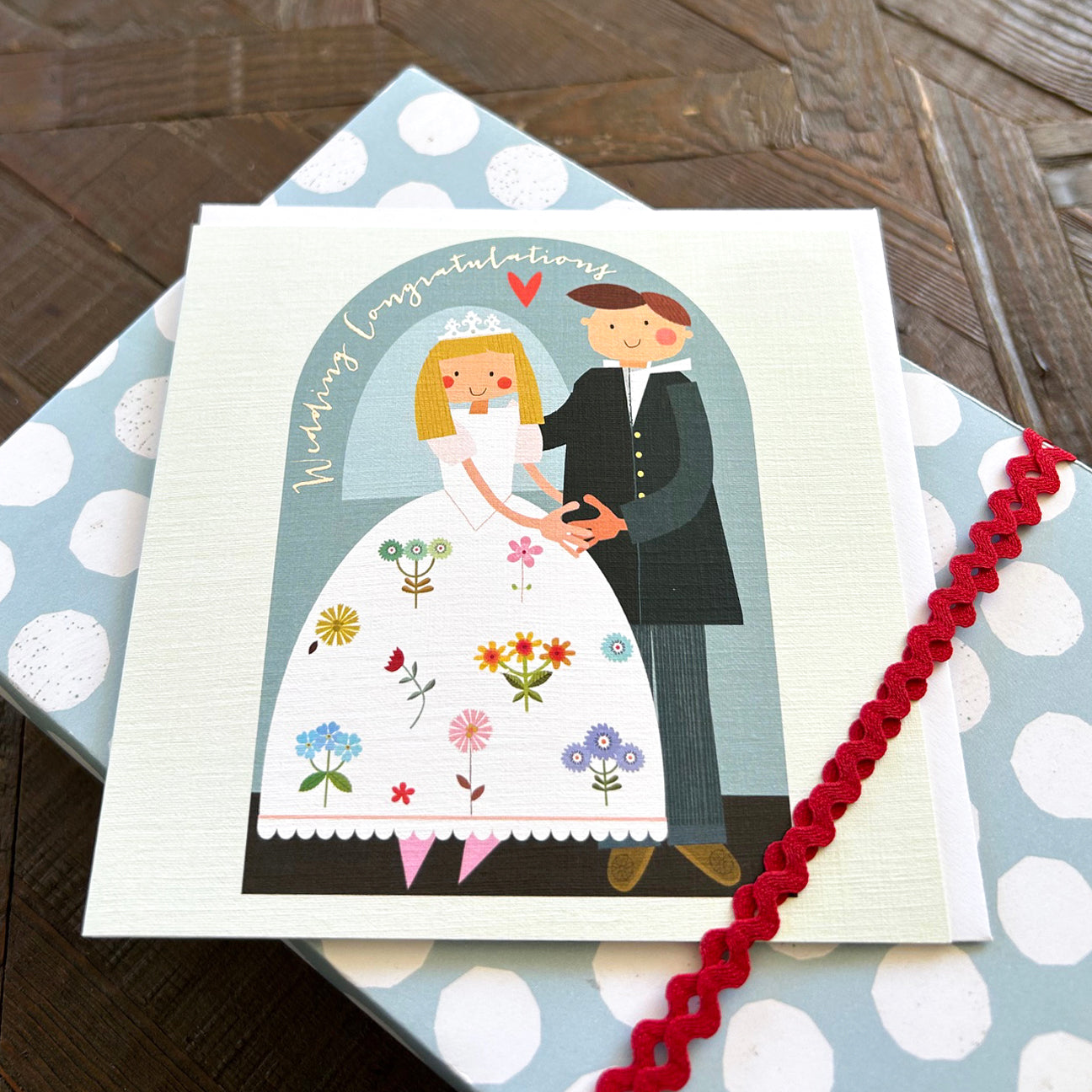 FK13 silver foiled wedding card
