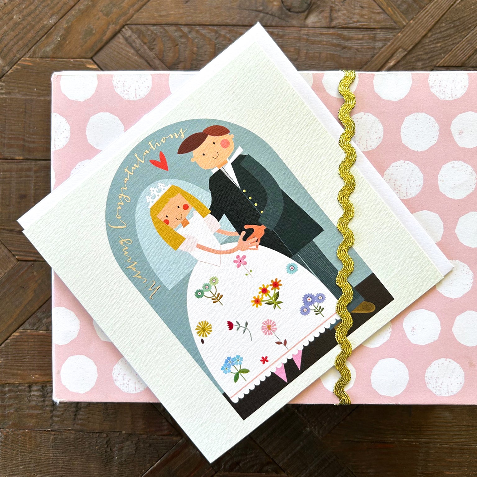 FK13 silver foiled wedding card