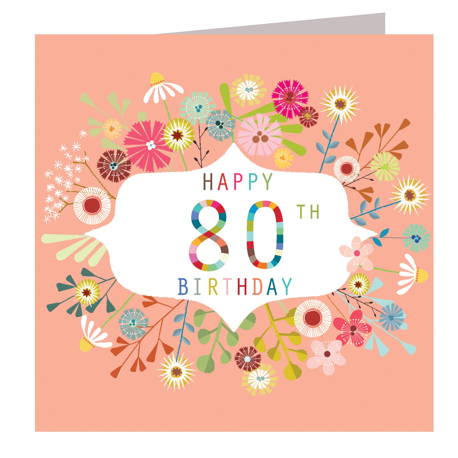 FLN80 floral 80th birthday card