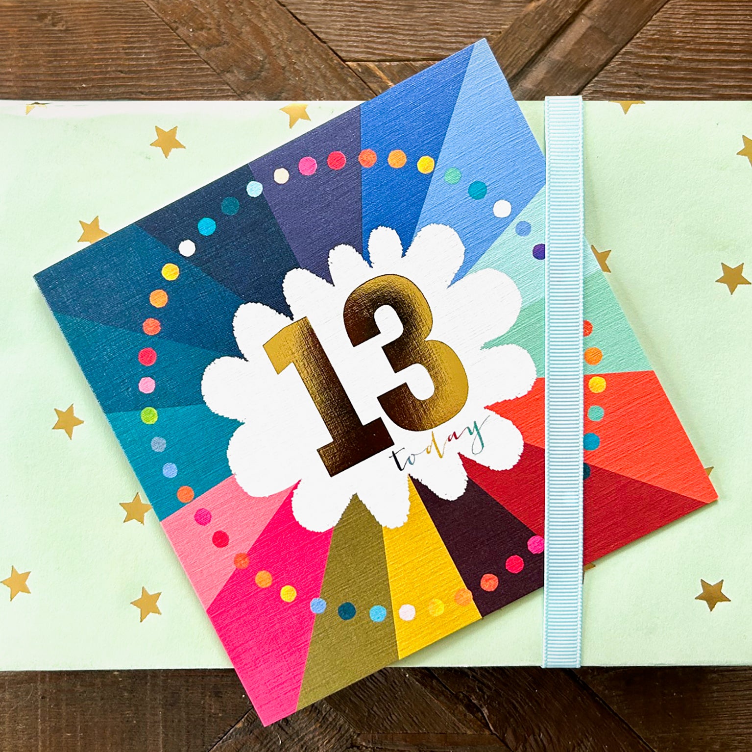 GC13 colourful cloud 13th birthday card