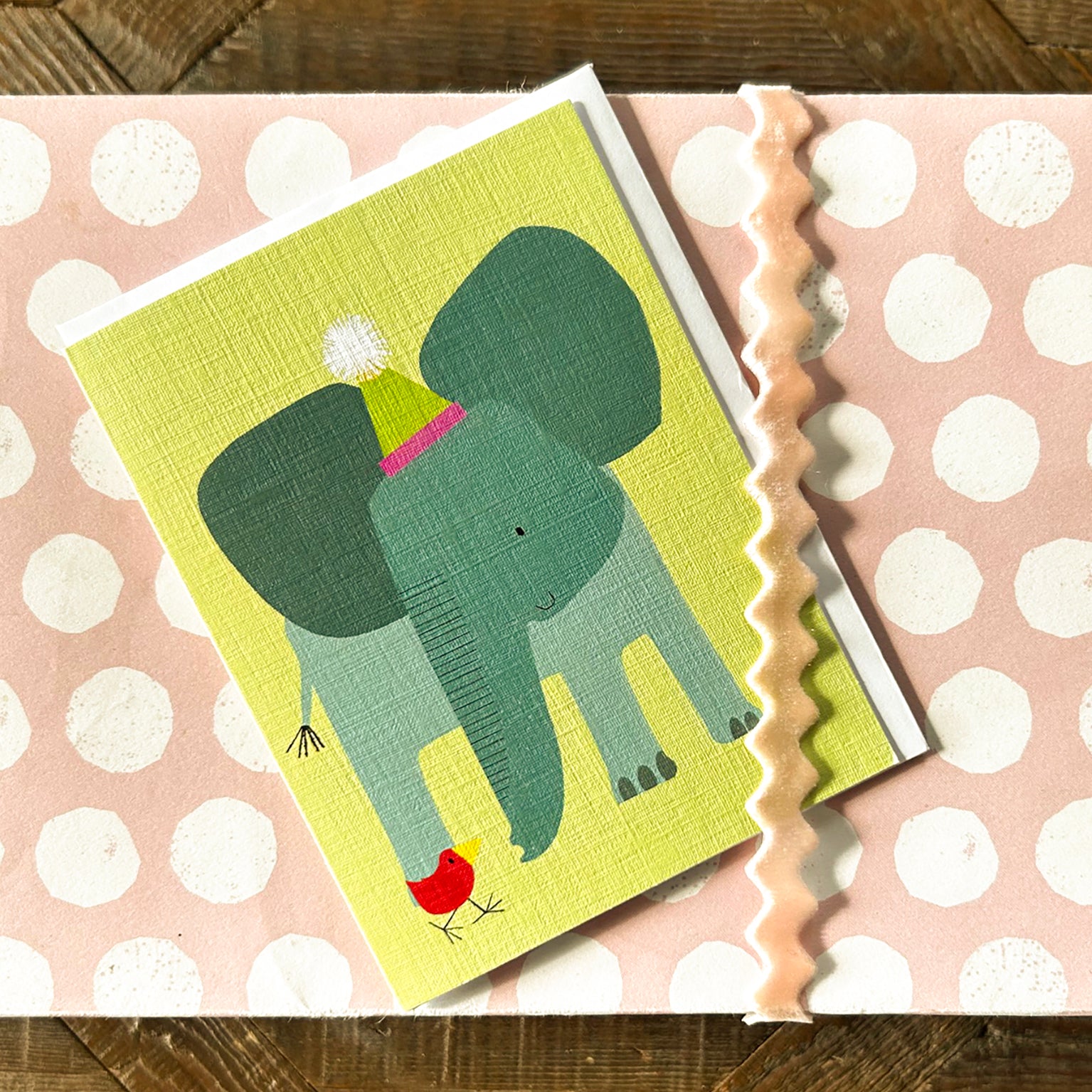 KAB35 mini elephant and bird card