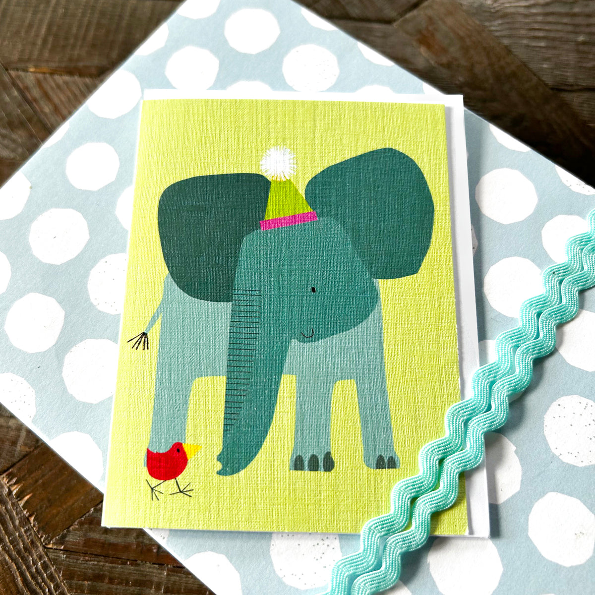 KAB35 mini elephant and bird card