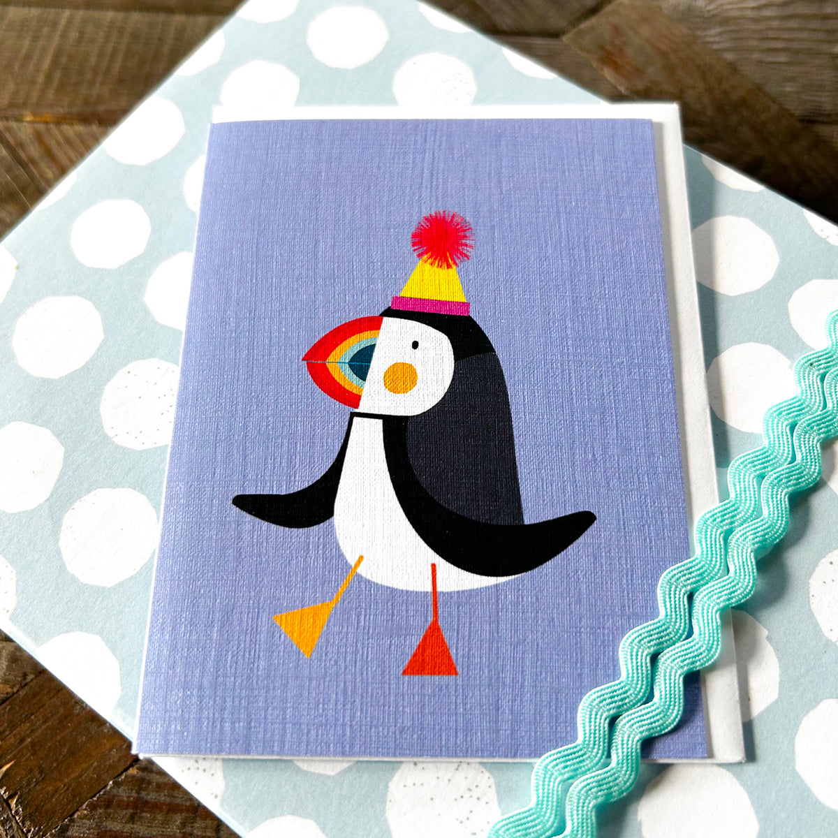 KAB43 mini puffin greetings card