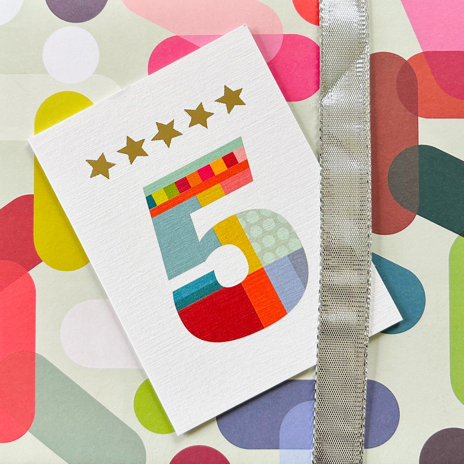 KTW05 mini gold star number five card