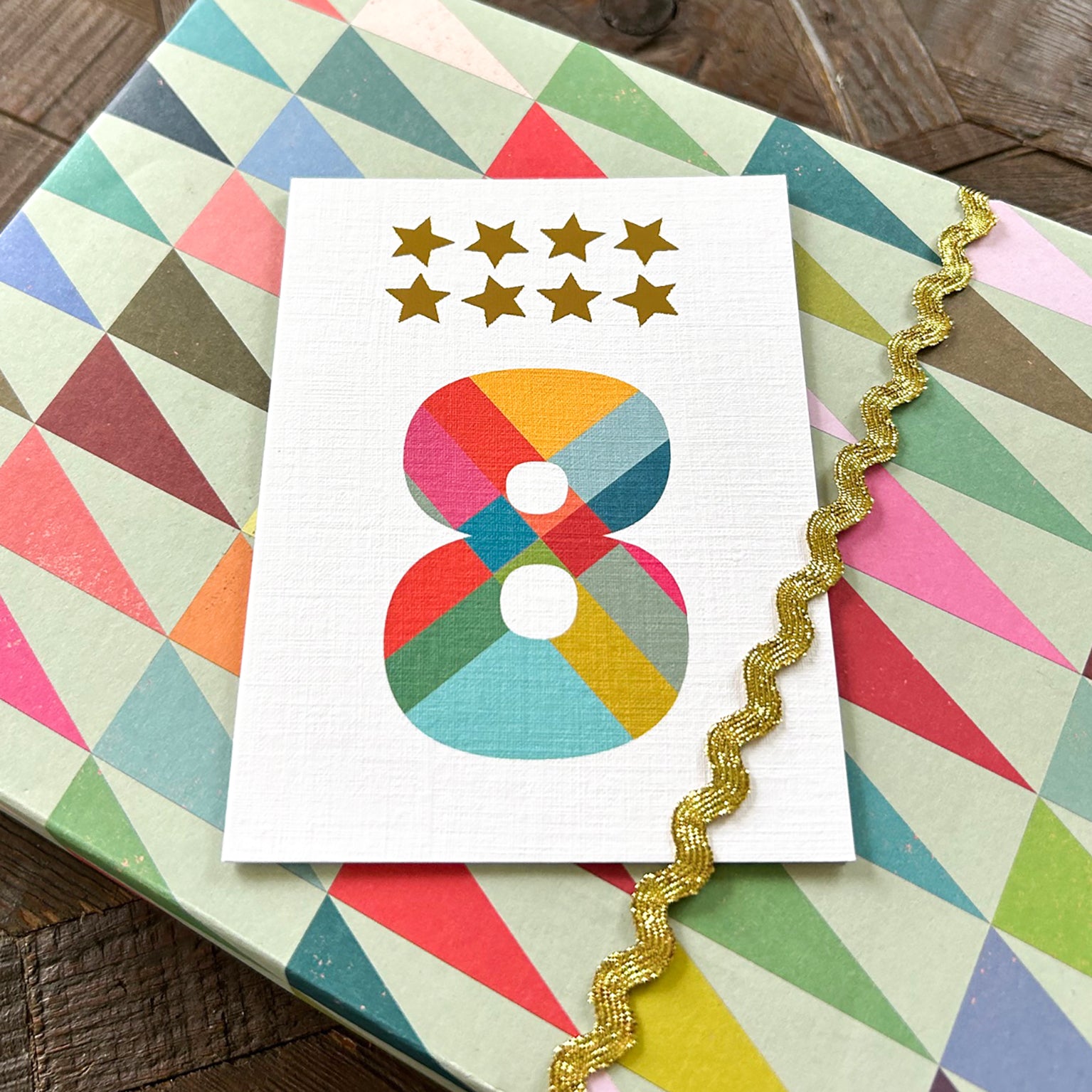 KTW08 mini gold star number eight card