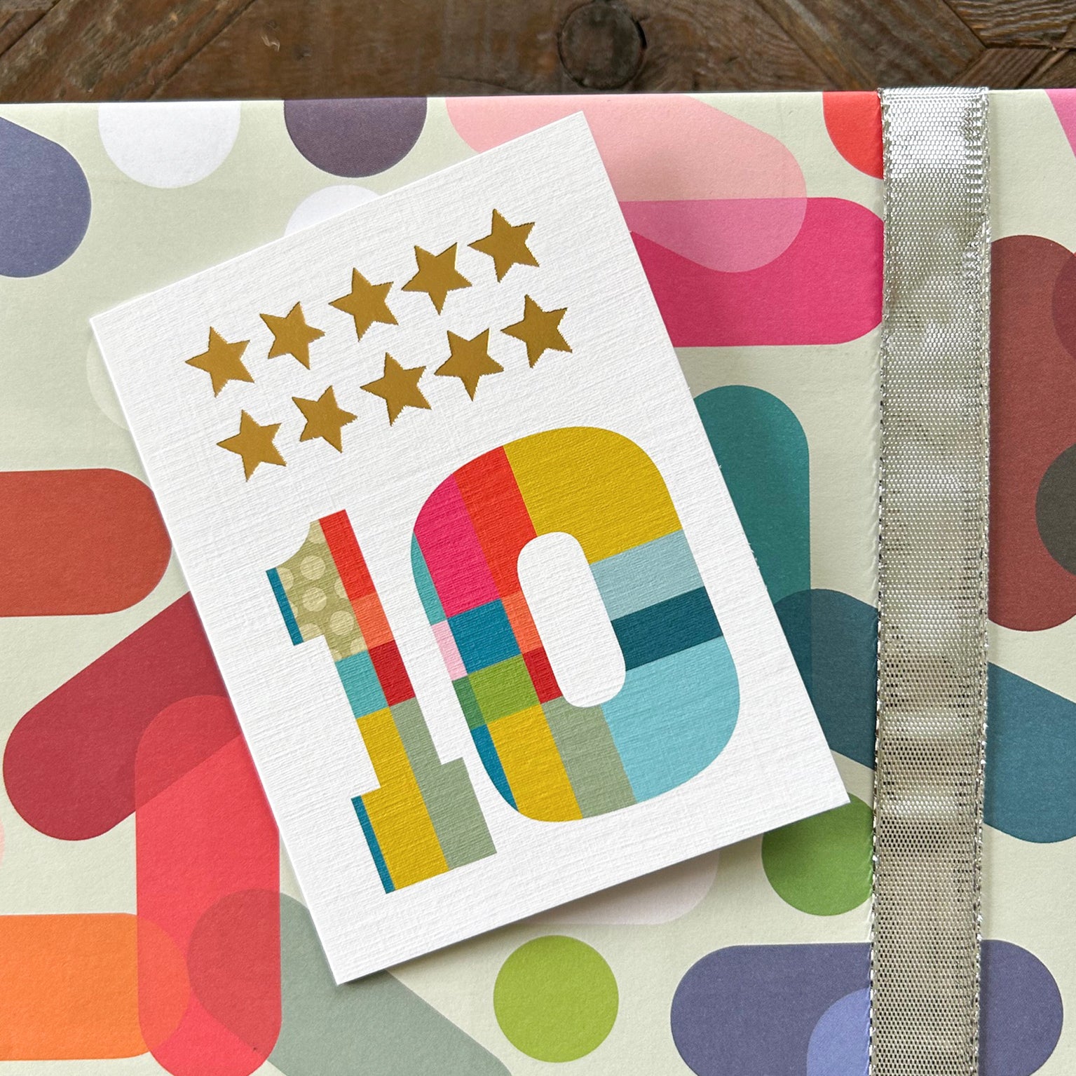 KTW10 mini gold star number ten card