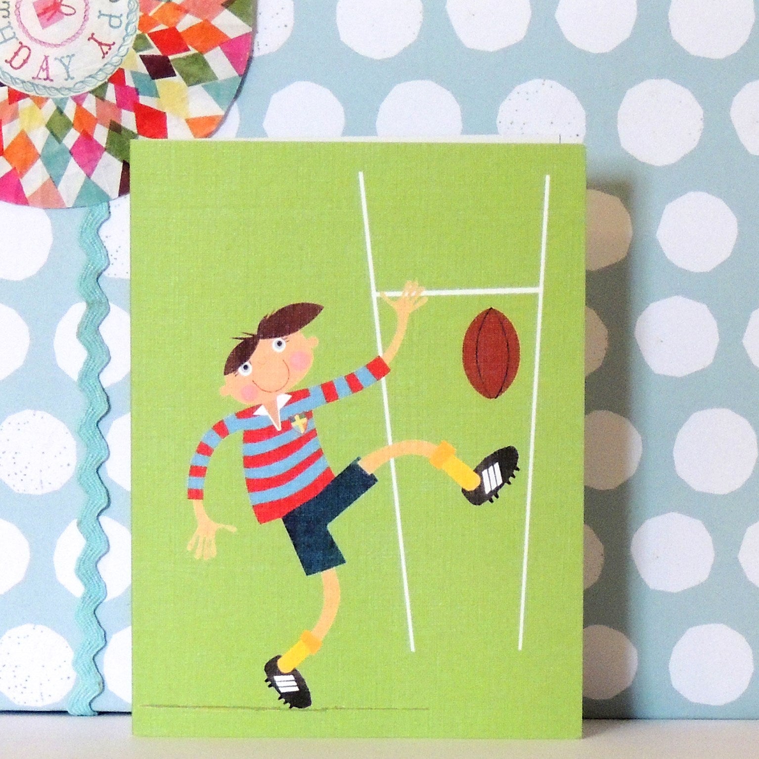 mini rugby greetings card