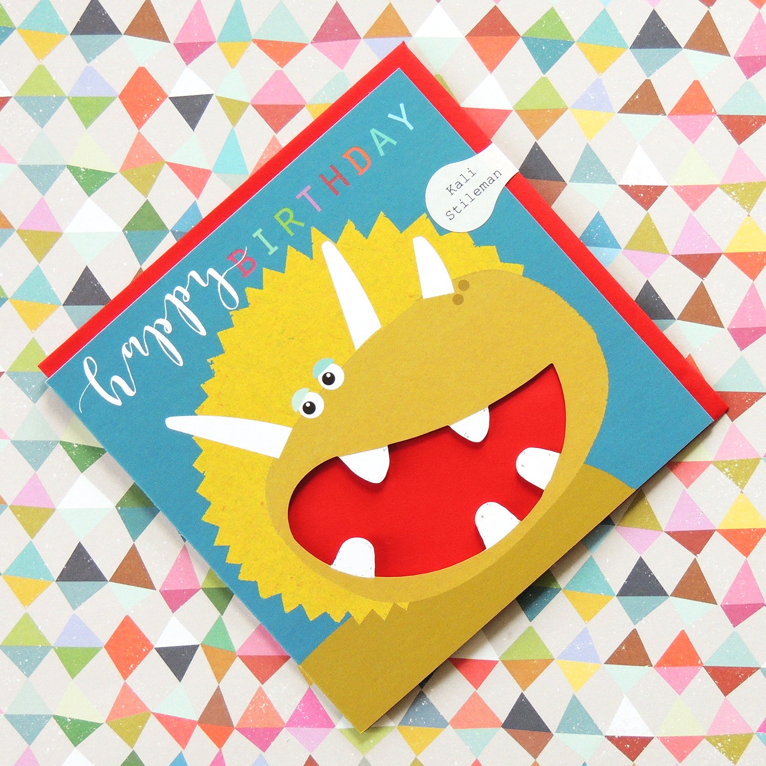 MY01 laser cut dinosaur birthday card