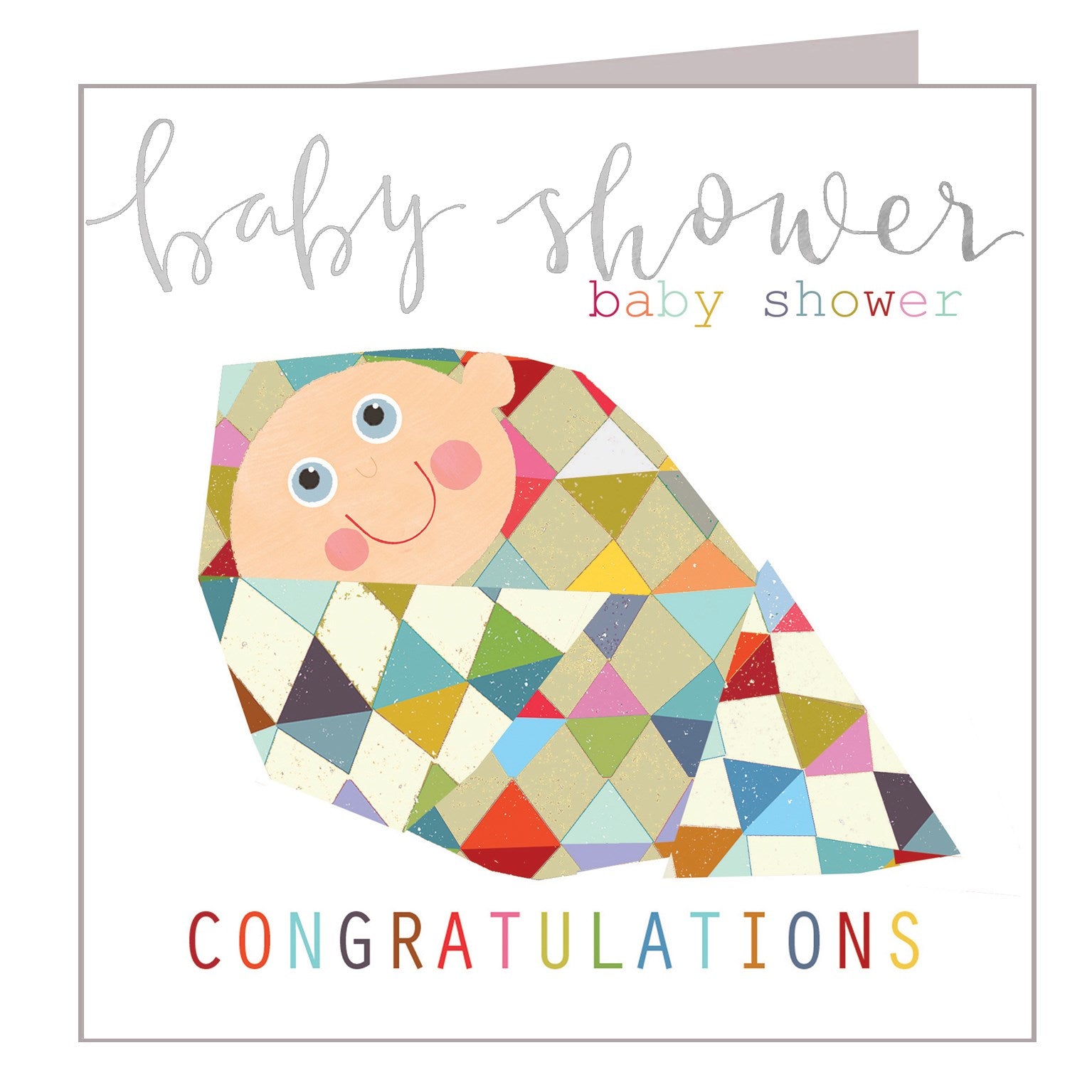 NB06 silver foiled baby shower card