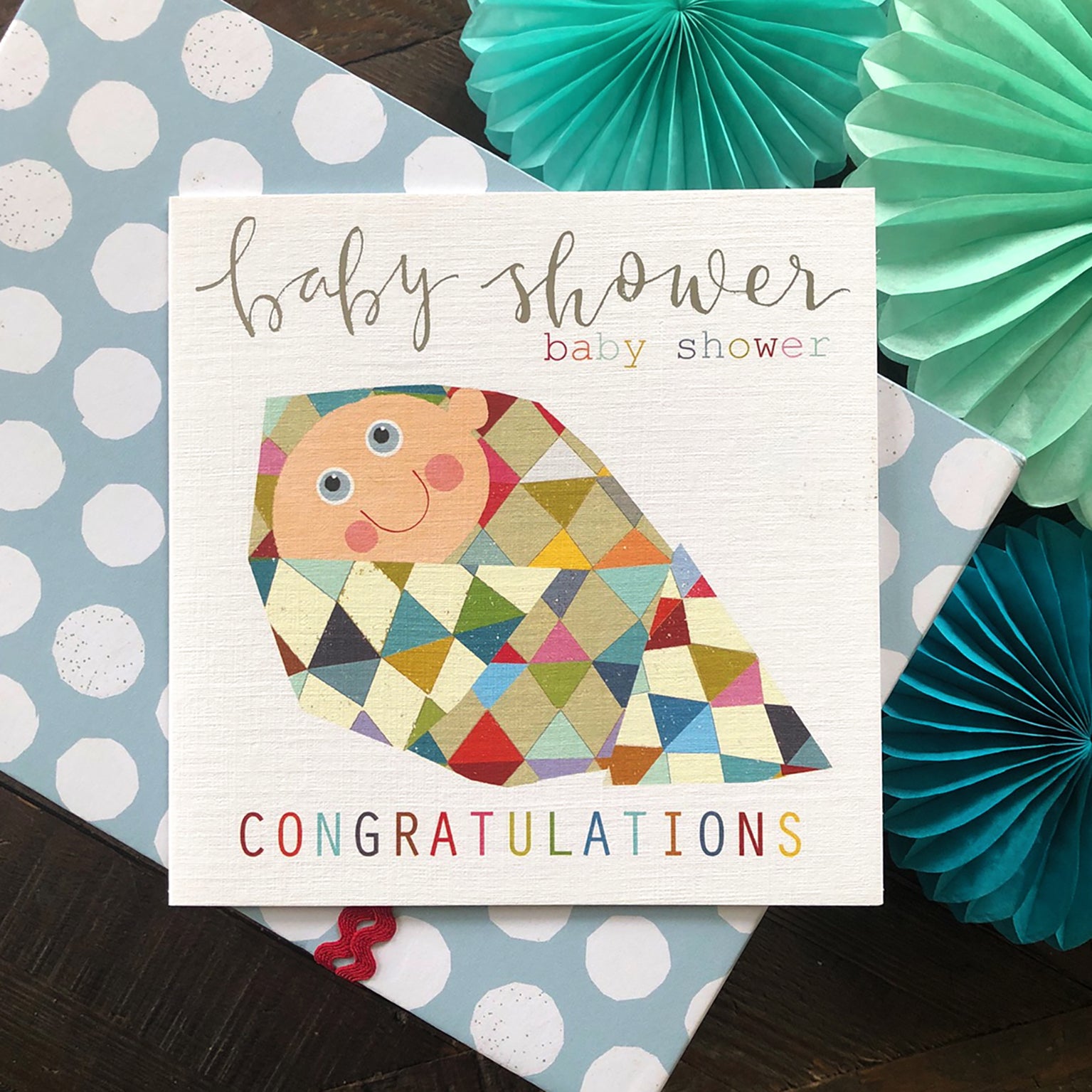 NB06 silver foiled baby shower card