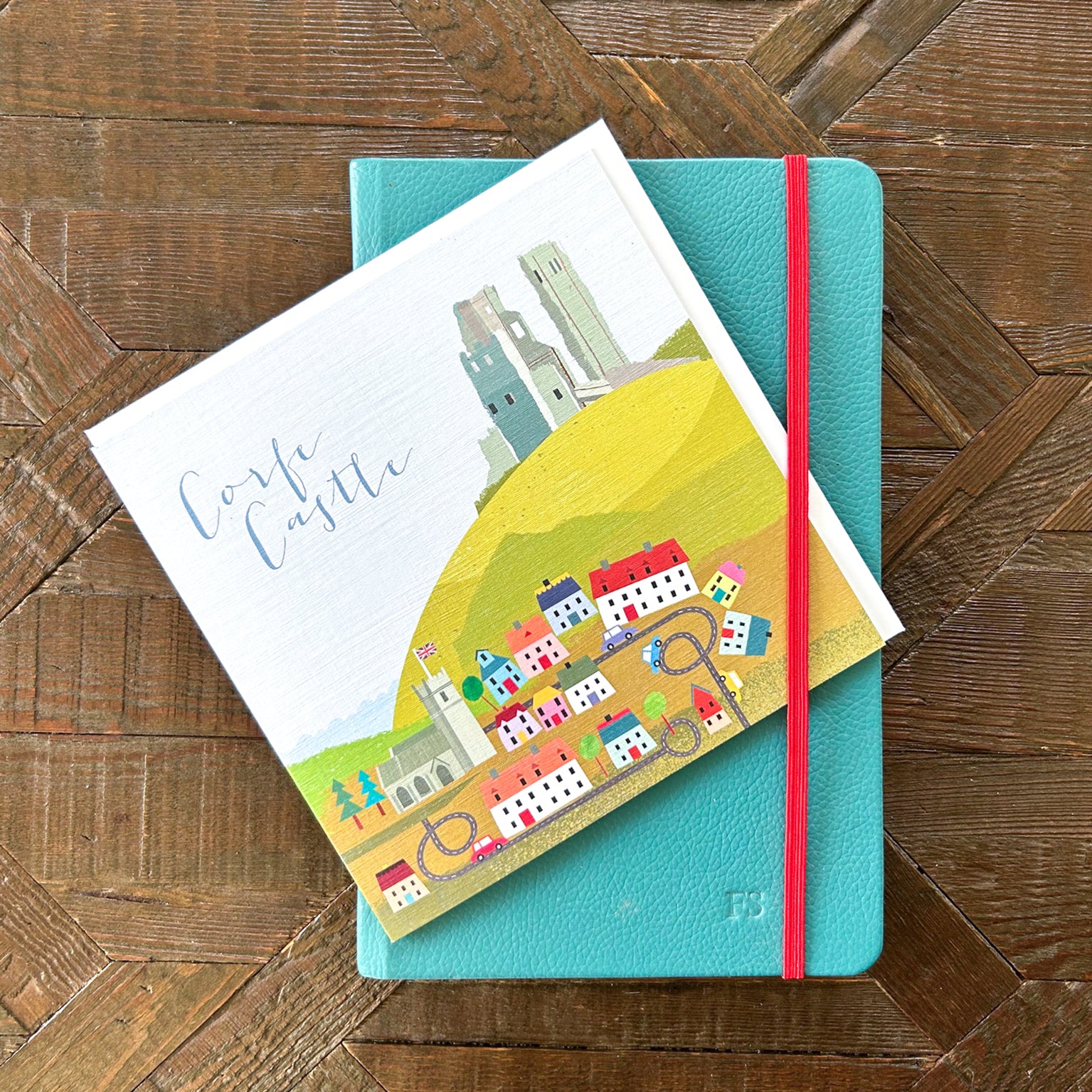 NT08 corfe castle greetings card