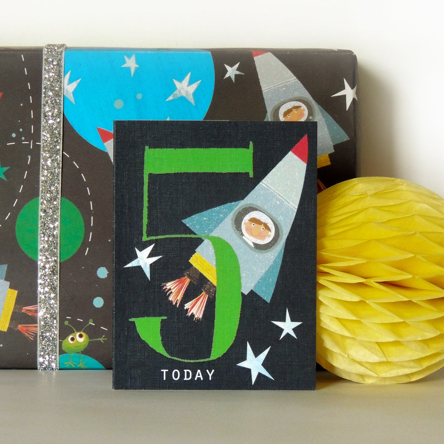 NTW05 mini rocket 5th birthday card