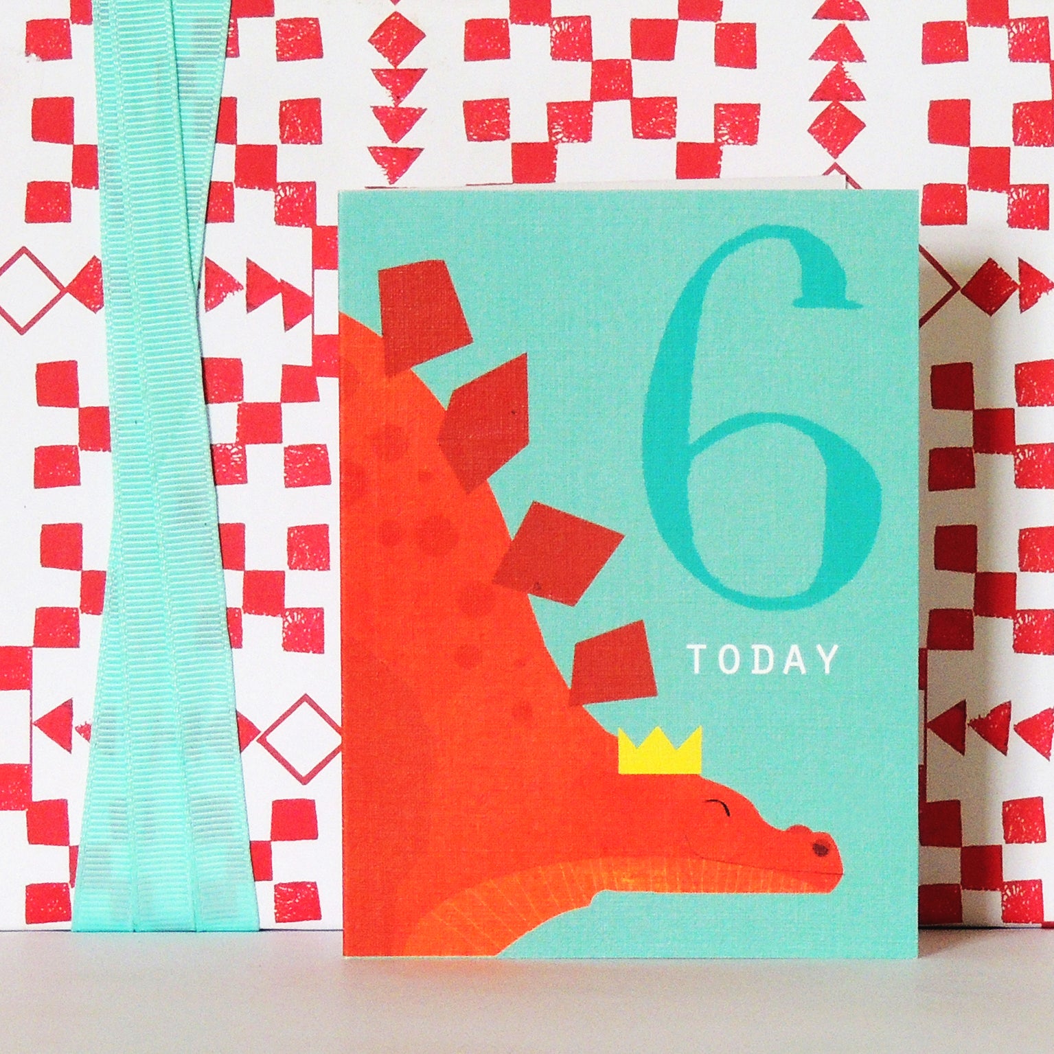 NTW06 mini stegosaurus 6th birthday card