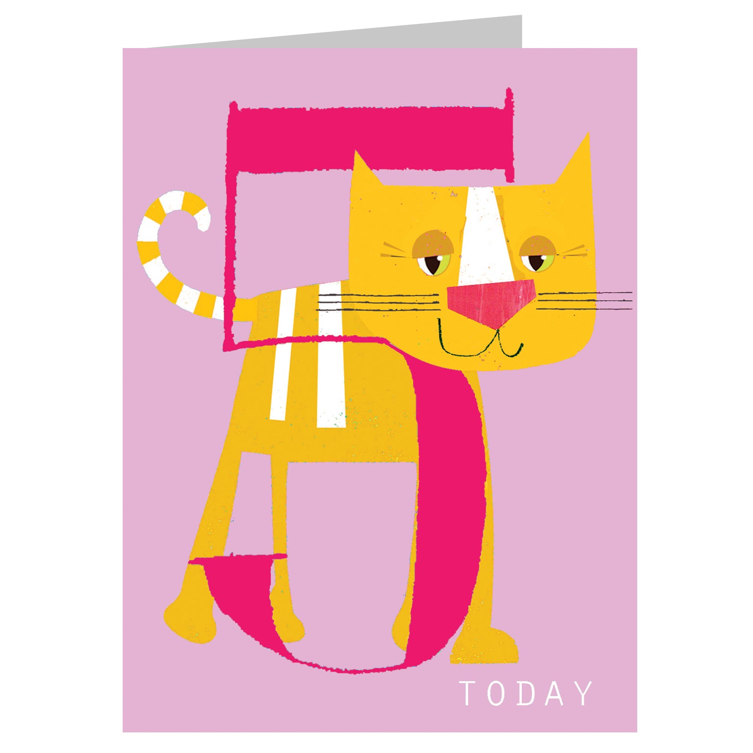 NTW11 mini happy cat 5th birthday card