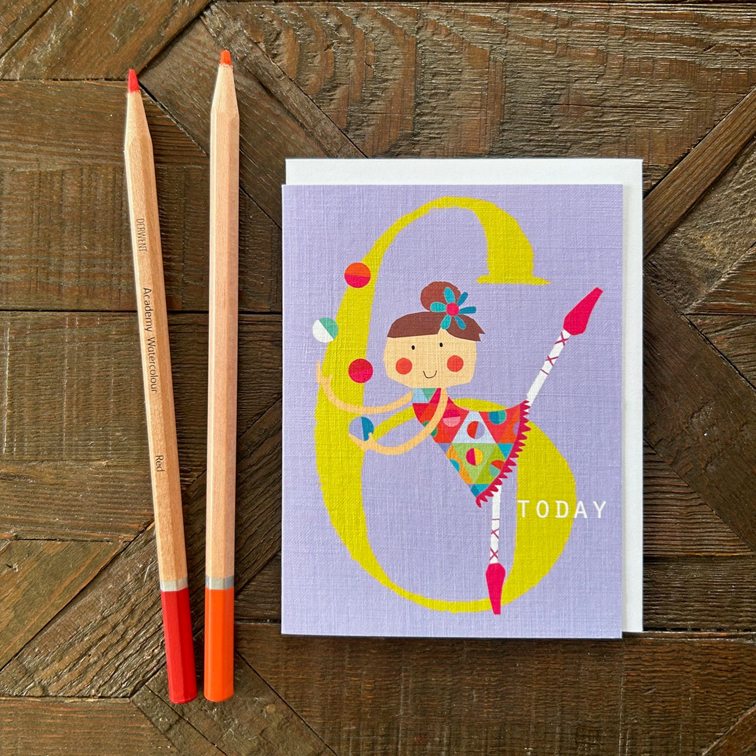 NTW12 mini circus girl 6th birthday card