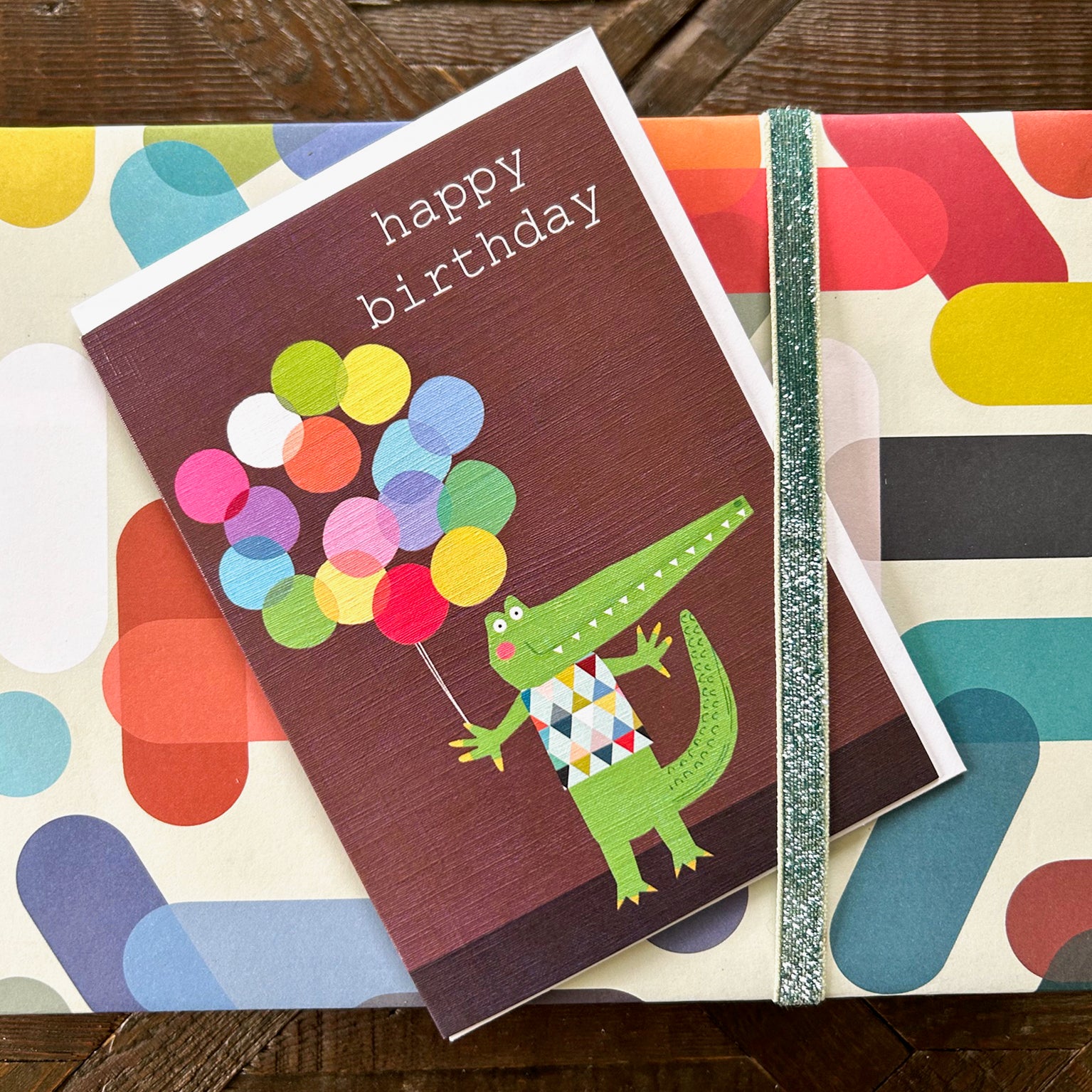 PA01 crocodile happy birthday card