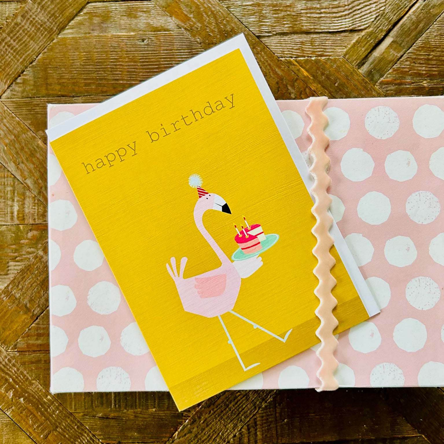 PA05 flamingo happy birthday card