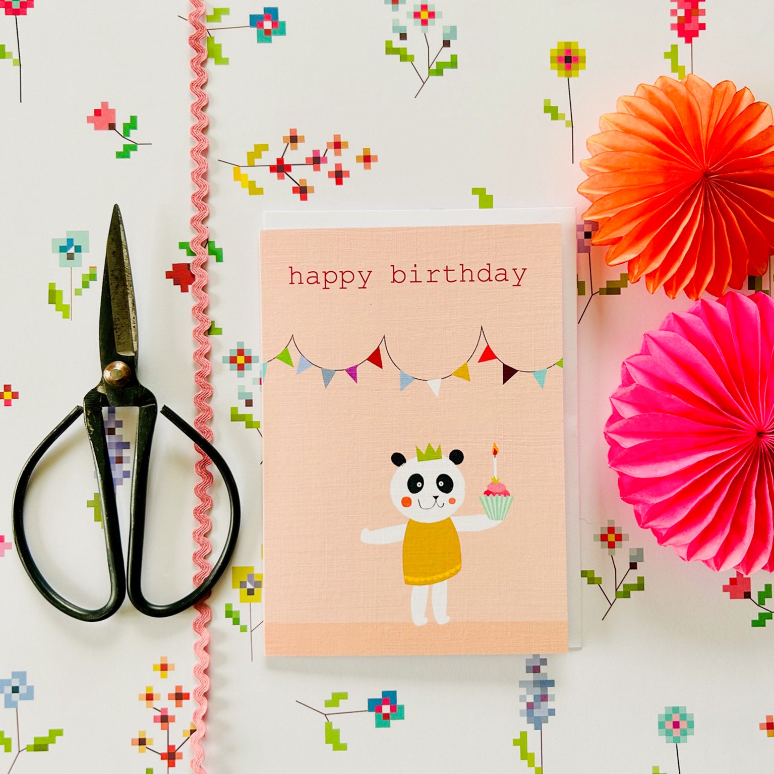 PA07 panda happy birthday card