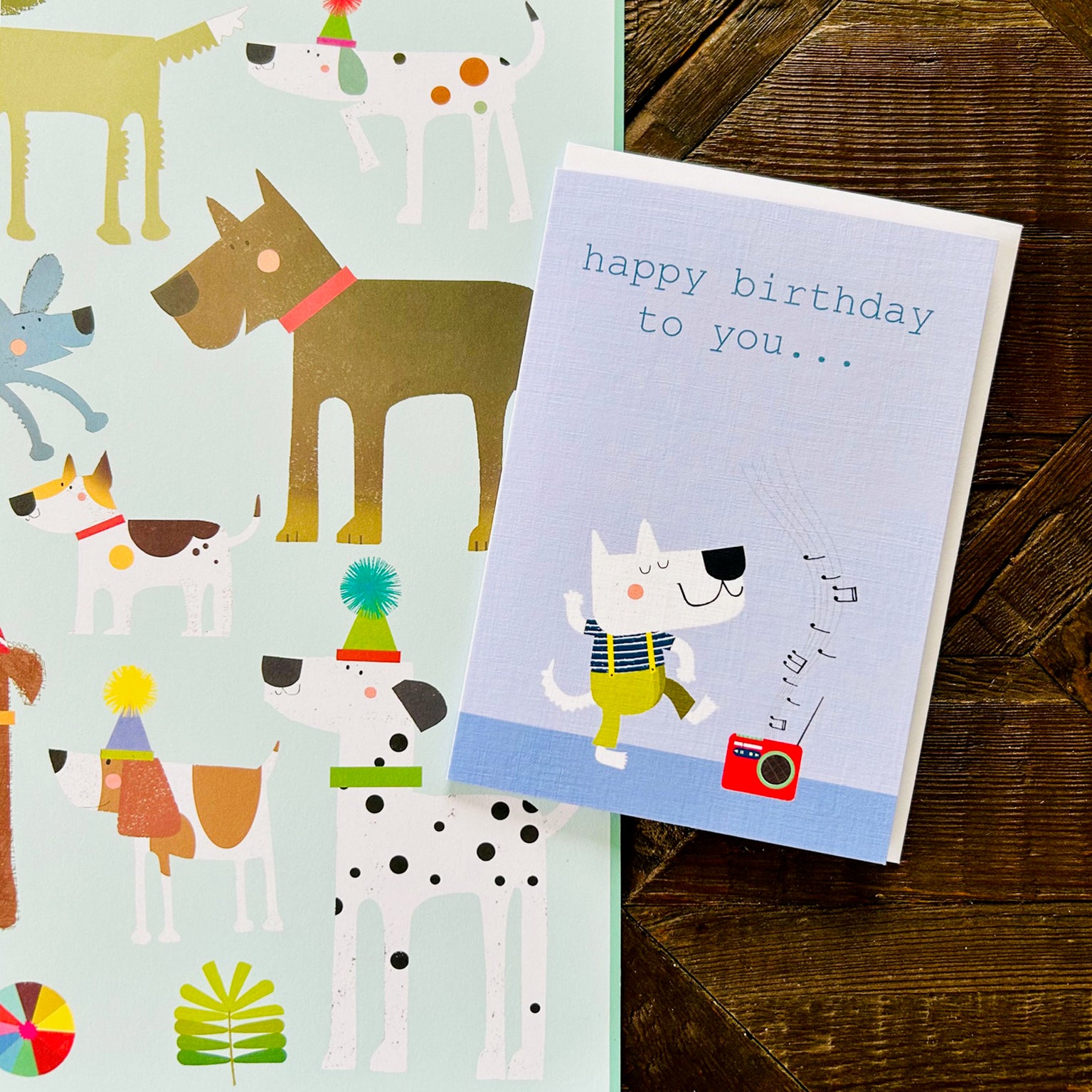 PA12 dancing dog birthday card