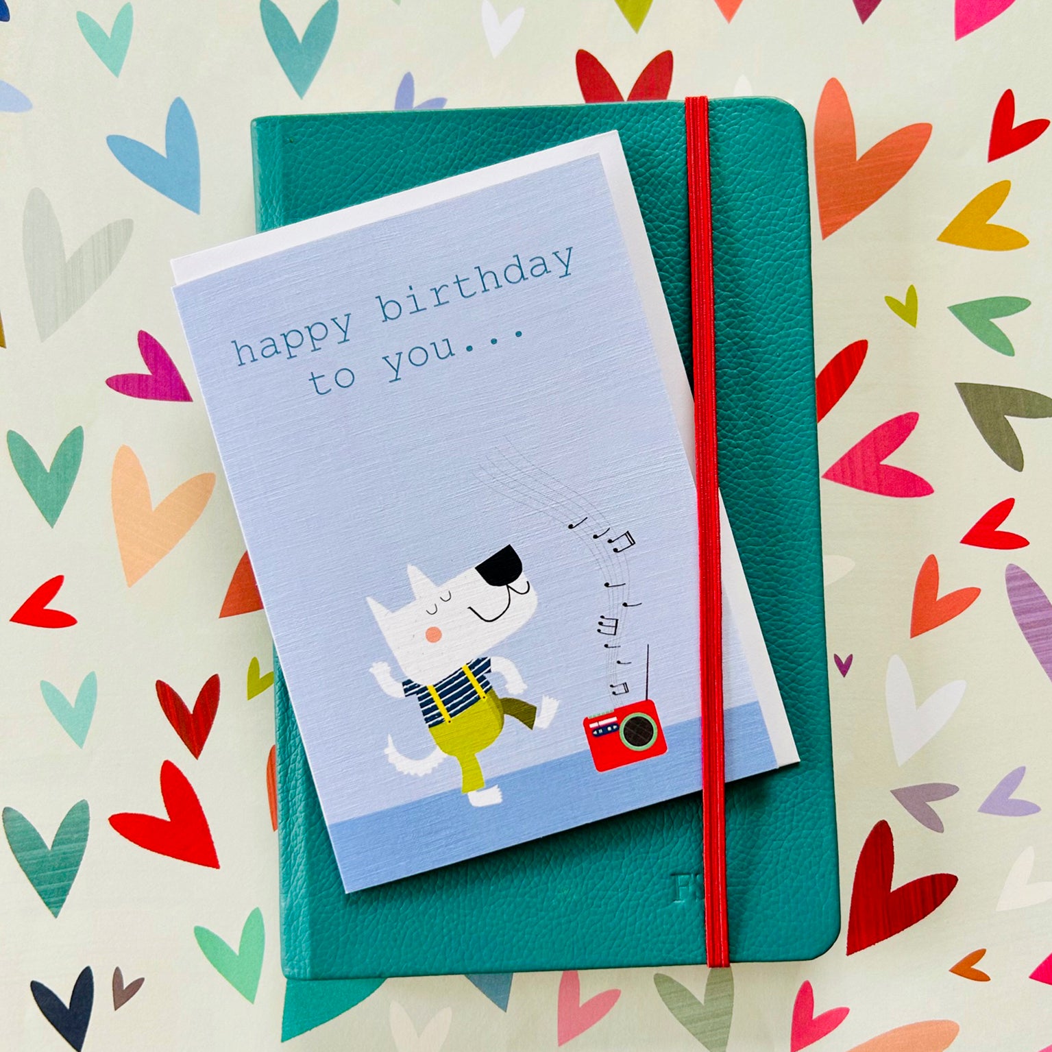 PA12 dancing dog birthday card