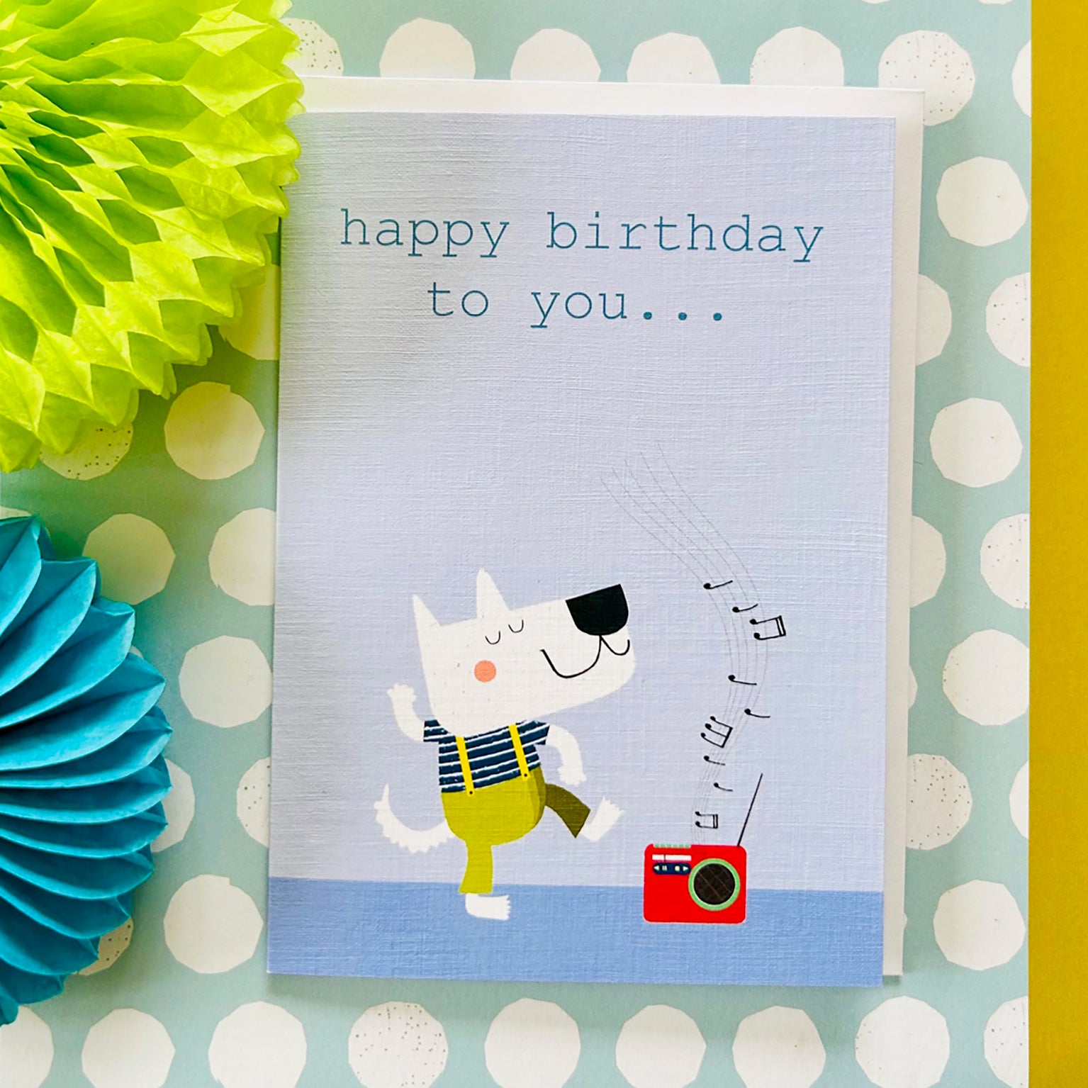 PA12 dancing dog birthday card