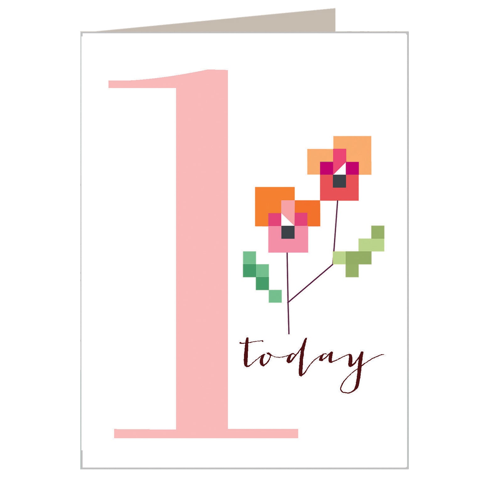 TCS01 mini cross stitch 1st birthday card