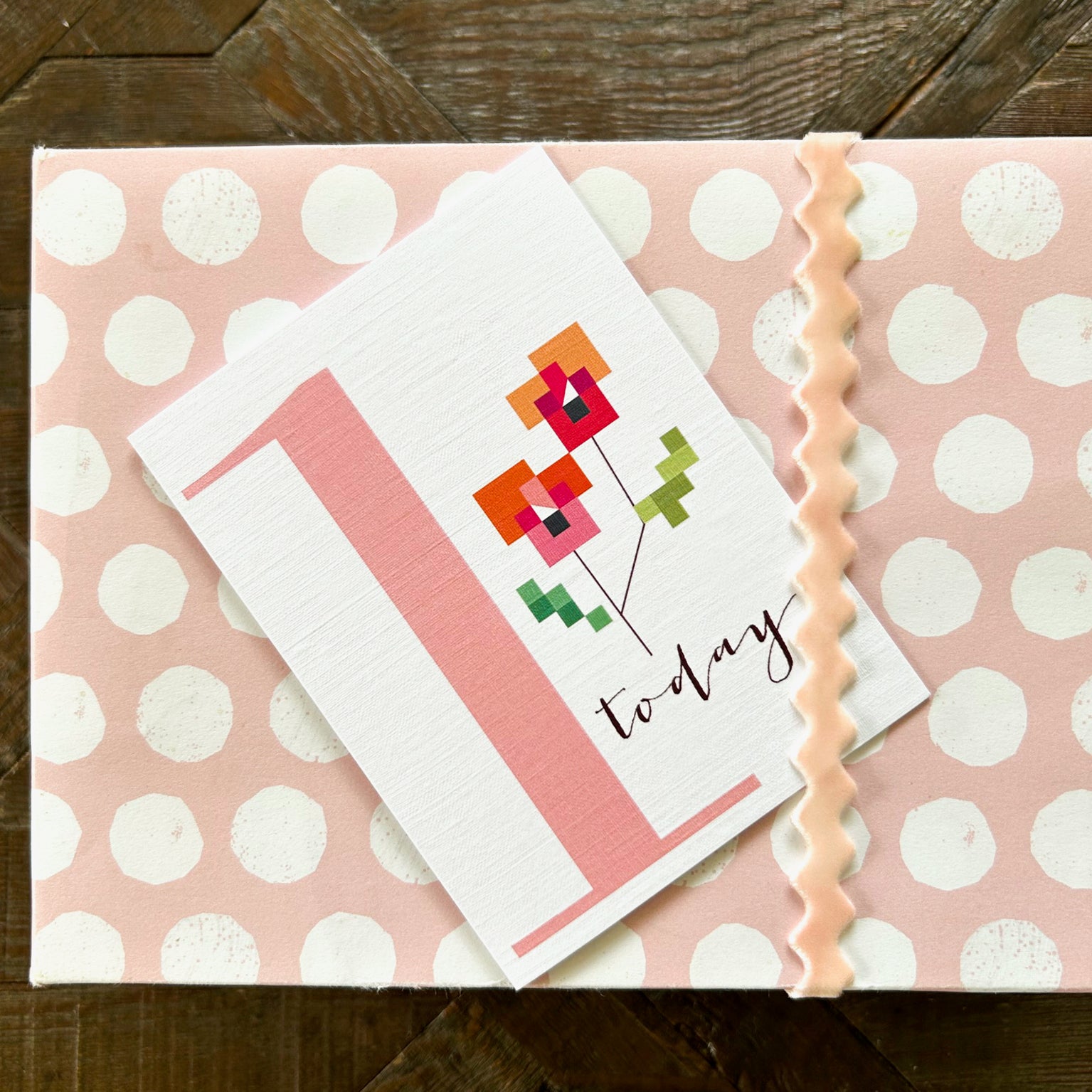 TCS01 mini cross stitch 1st birthday card