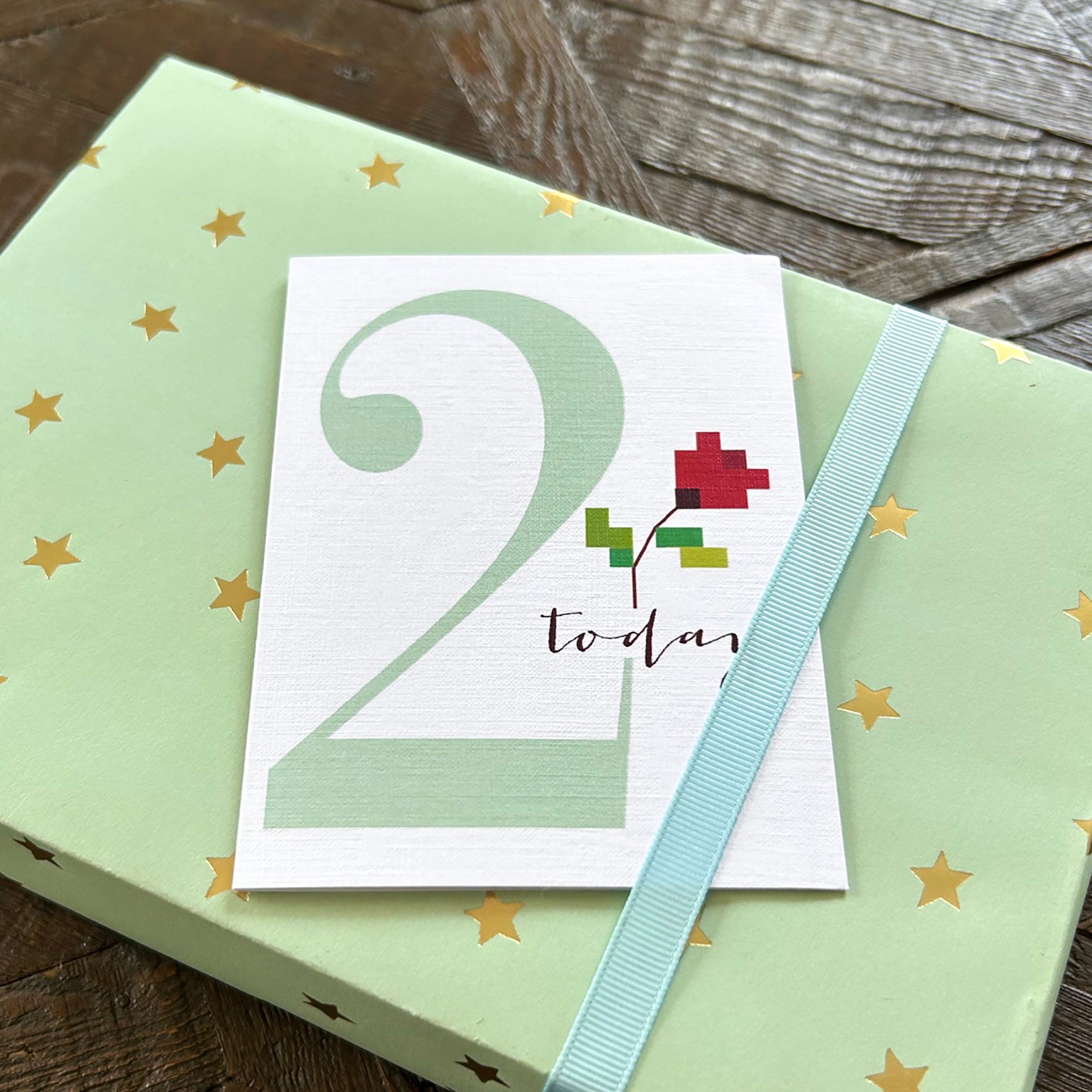 TCS02 mini cross stitch 2nd birthday card