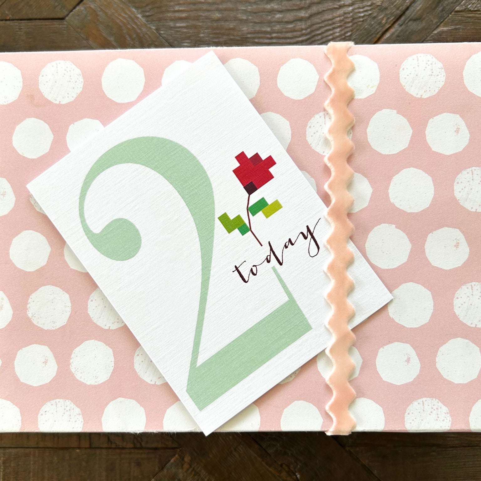 TCS02 mini cross stitch 2nd birthday card