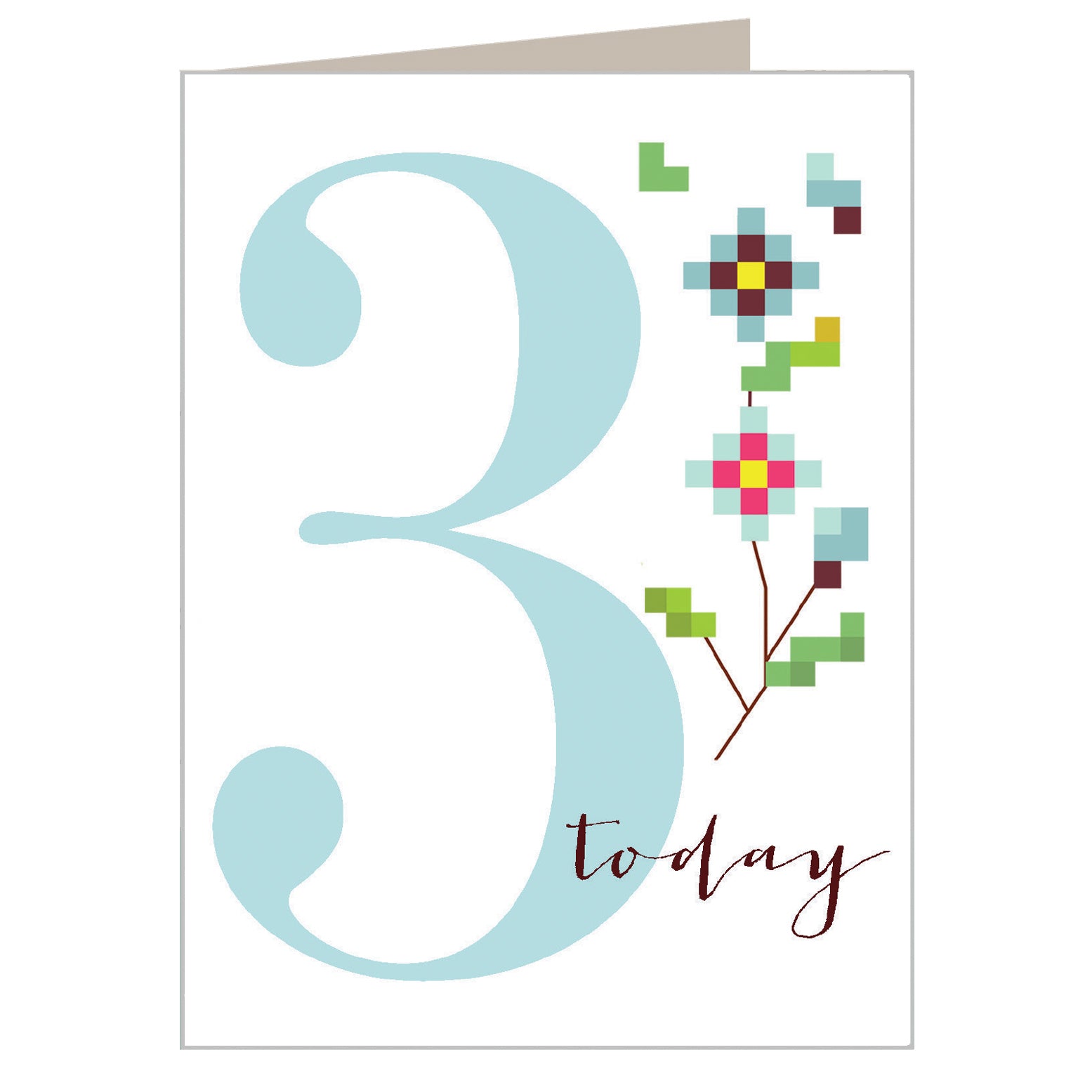 TCS03 mini cross stitch 3rd birthday card