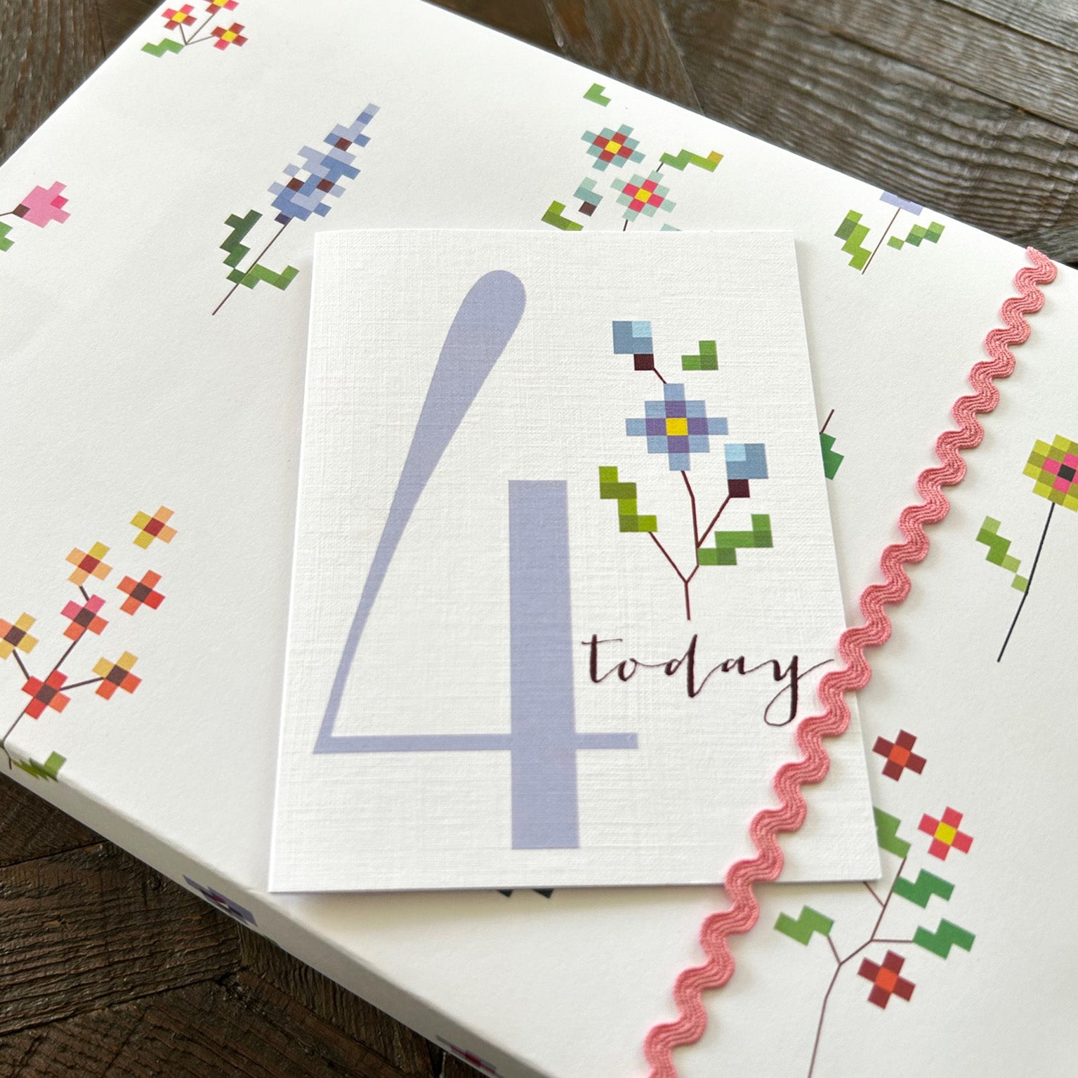 TCS04 mini cross stitch 4th birthday card