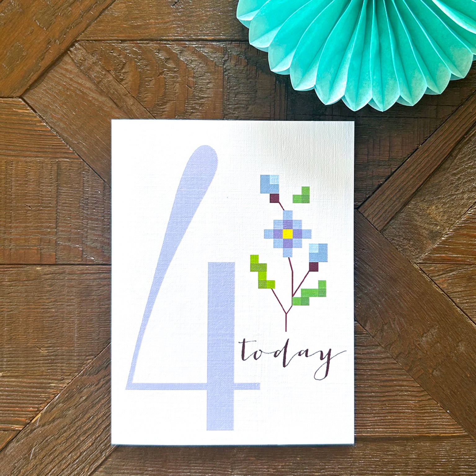 TCS04 mini cross stitch 4th birthday card