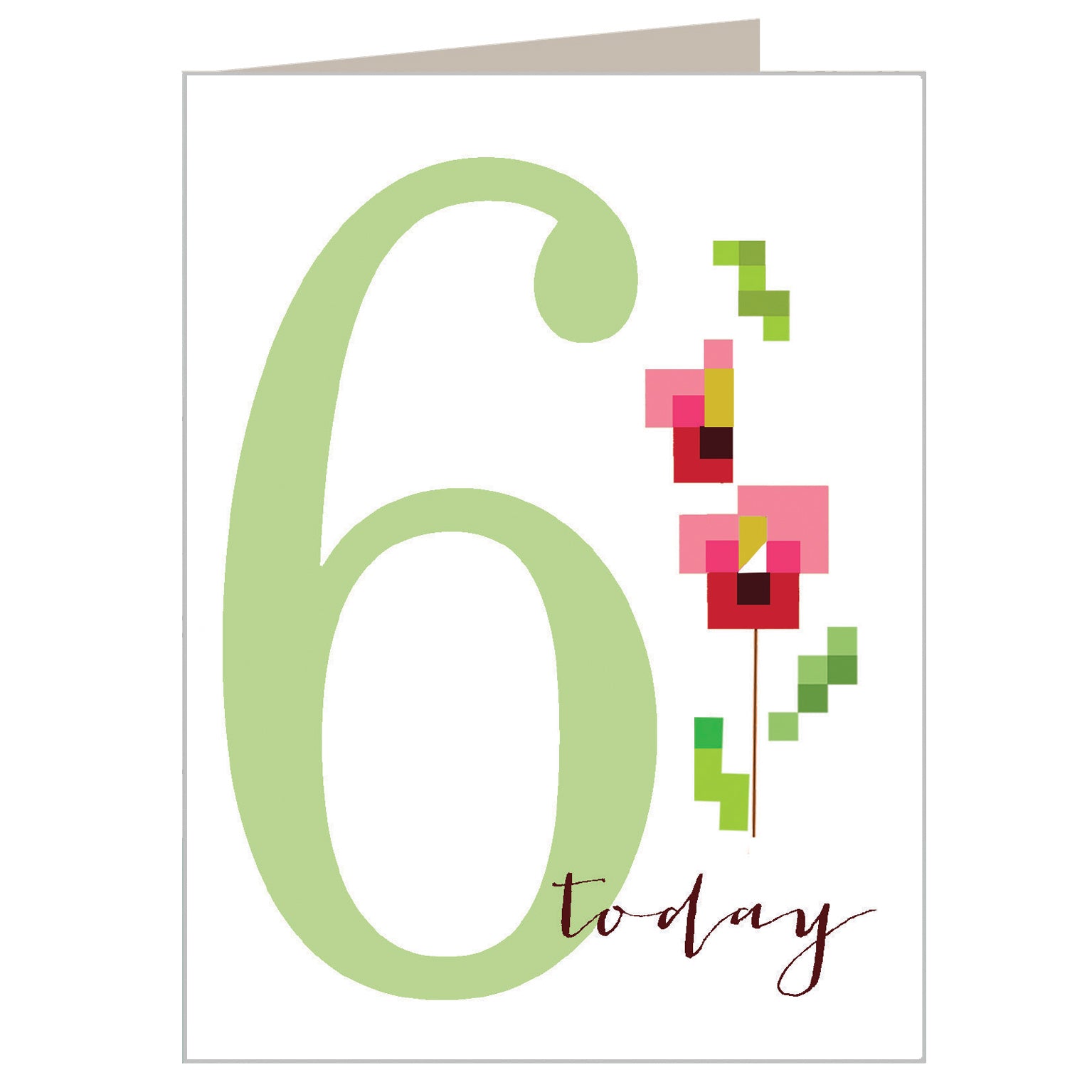 TCS06 mini cross stitch 6th birthday card