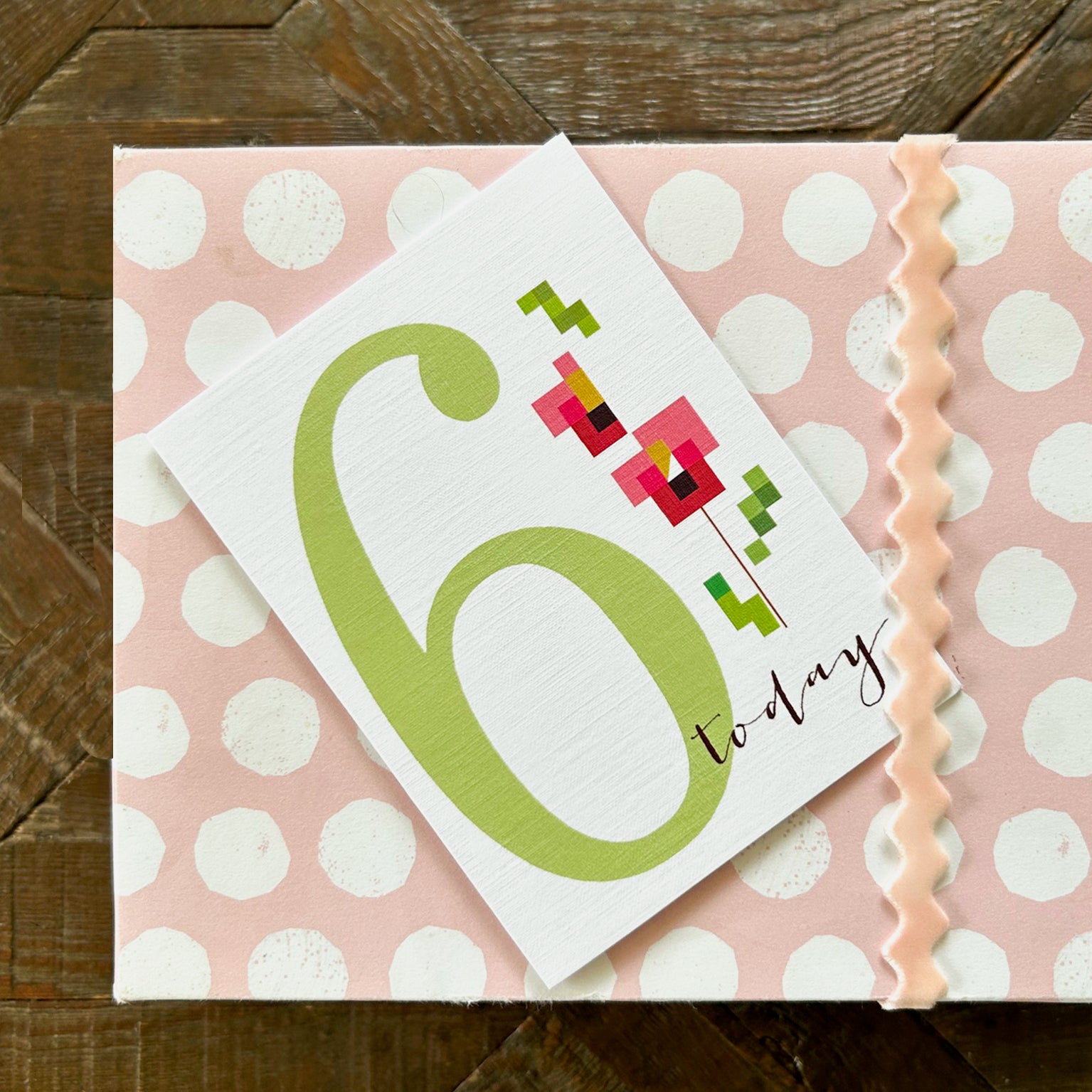TCS06 mini cross stitch 6th birthday card
