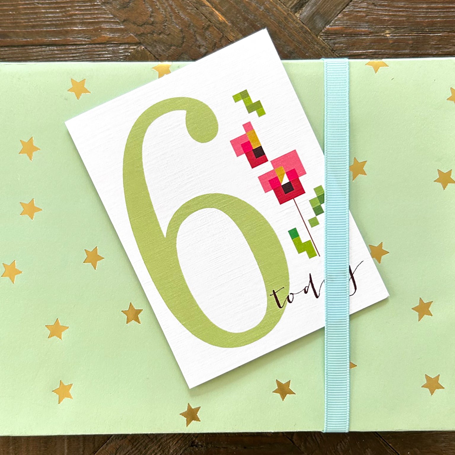 TCS06 mini cross stitch 6th birthday card