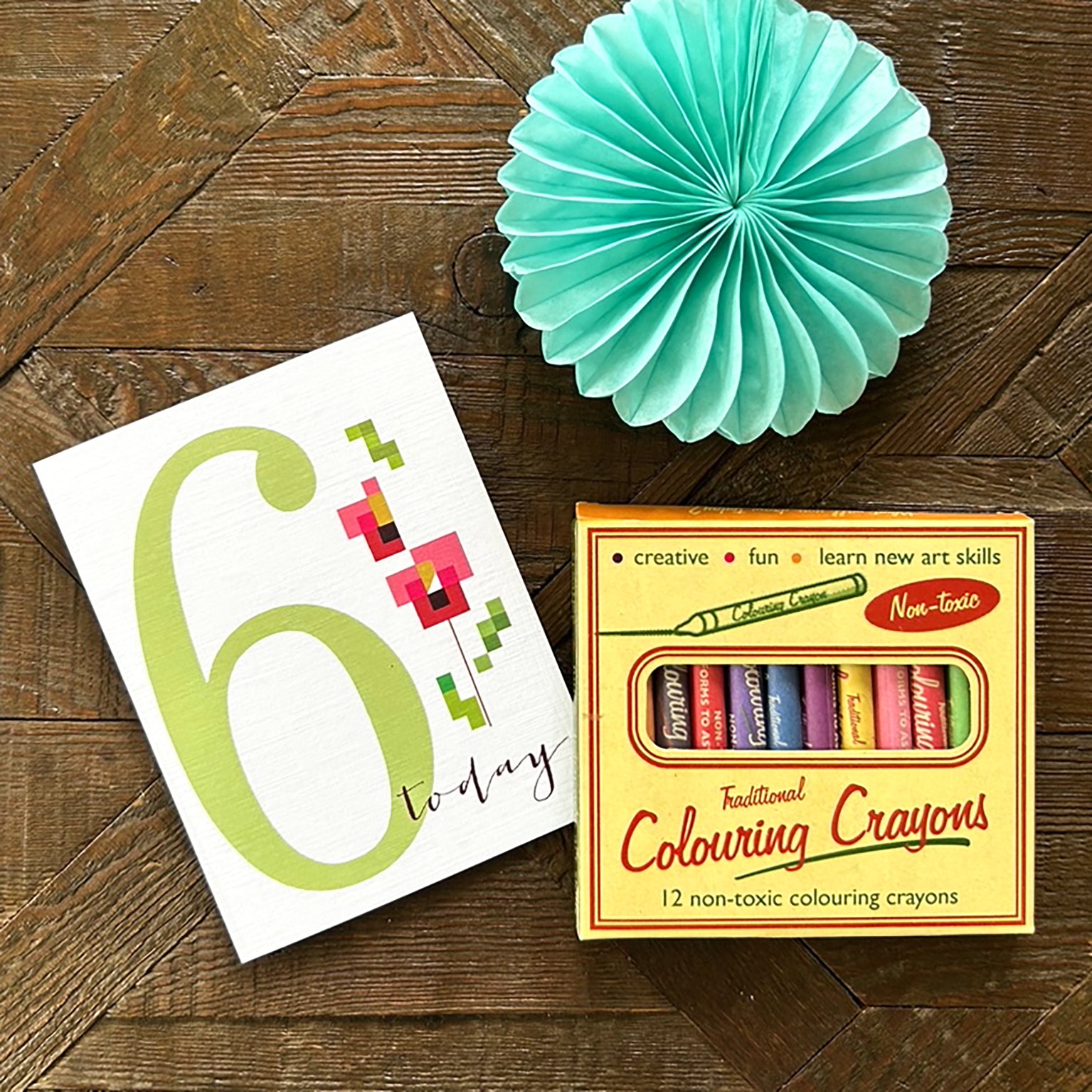 TCS06 mini cross stitch 6th birthday card