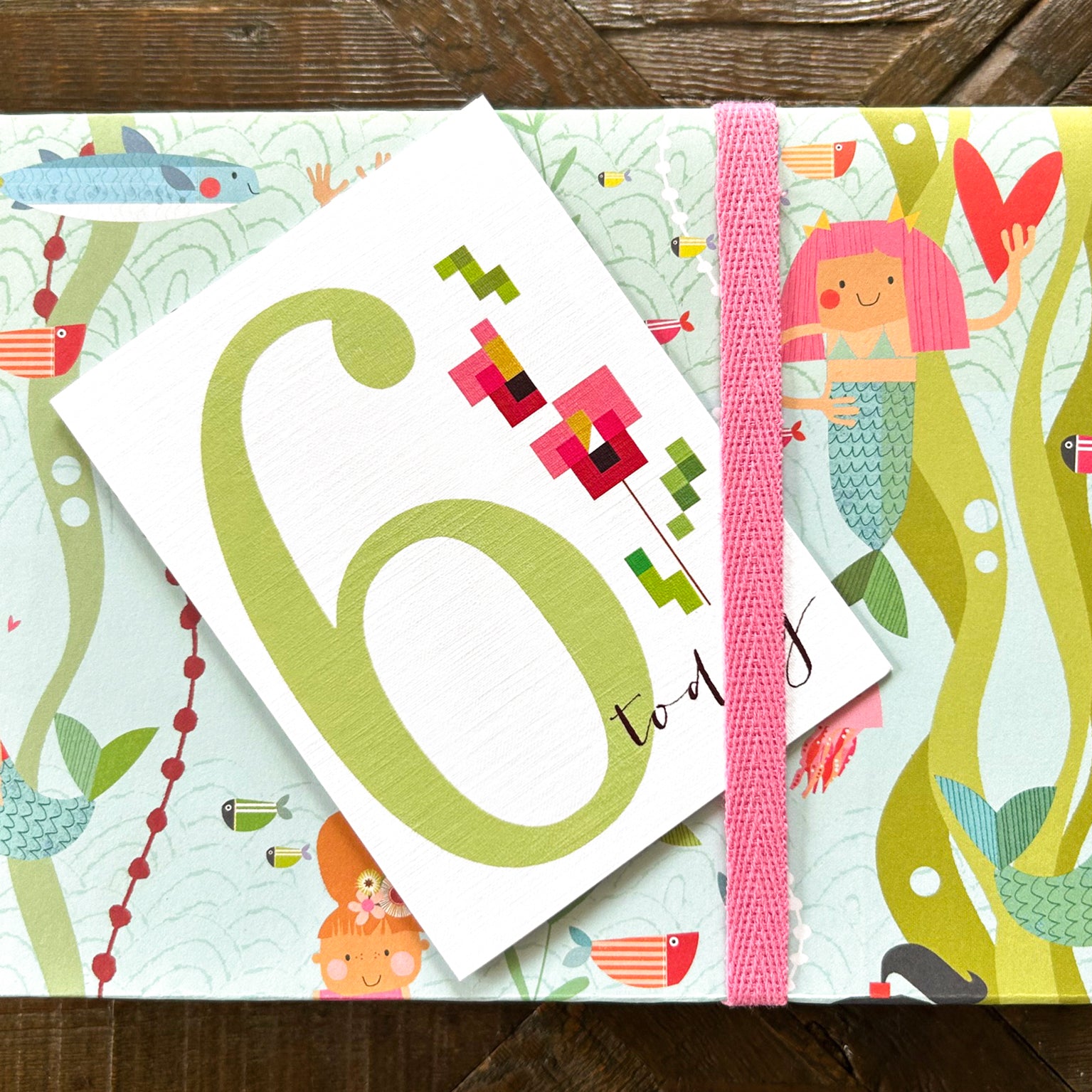TCS06 mini cross stitch 6th birthday card