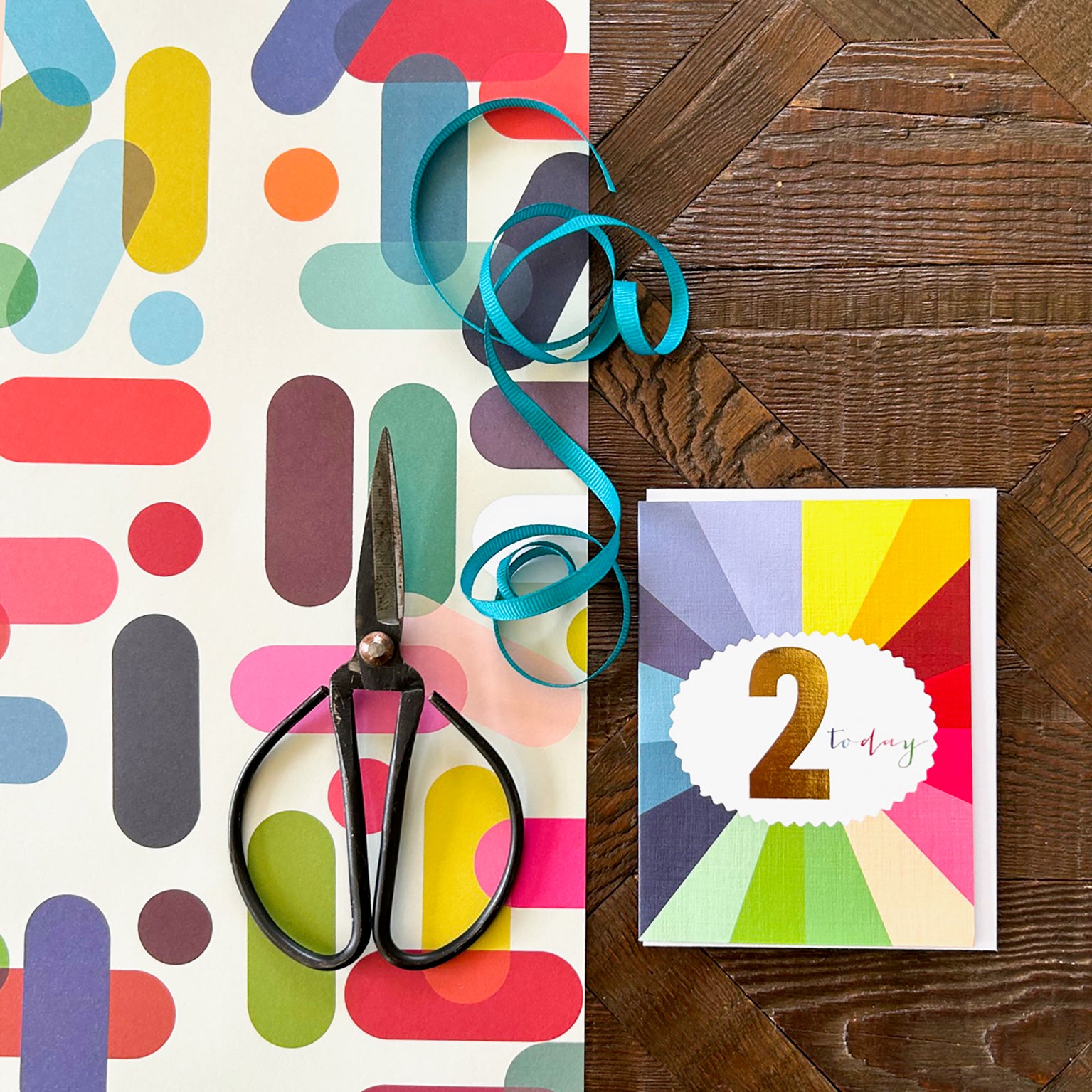 TGC02 mini gold foiled 2nd birthday card