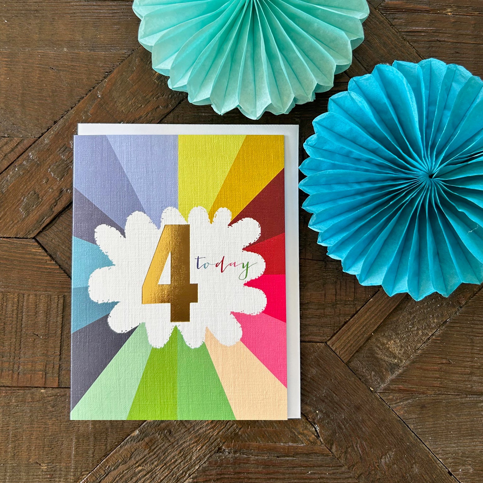 TGC04 mini gold foiled 4th birthday card