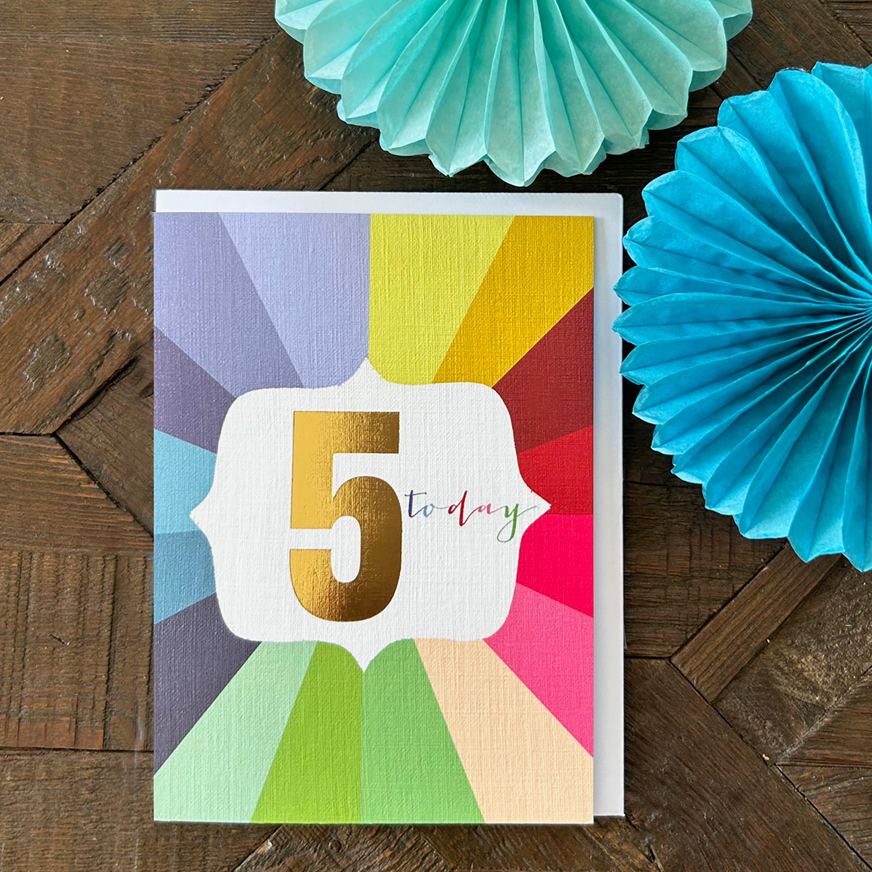 TGC05 mini gold foiled 5th birthday card