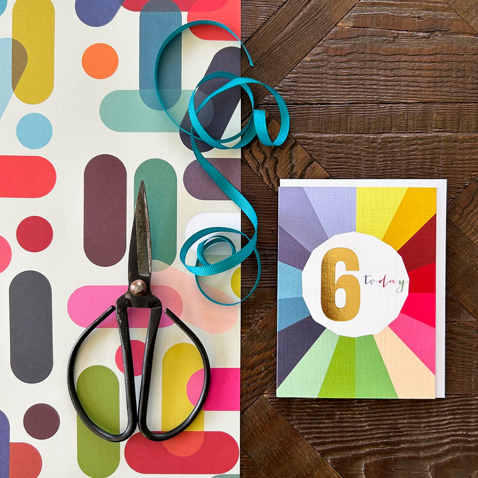 TGC06 mini gold foiled 6th birthday card